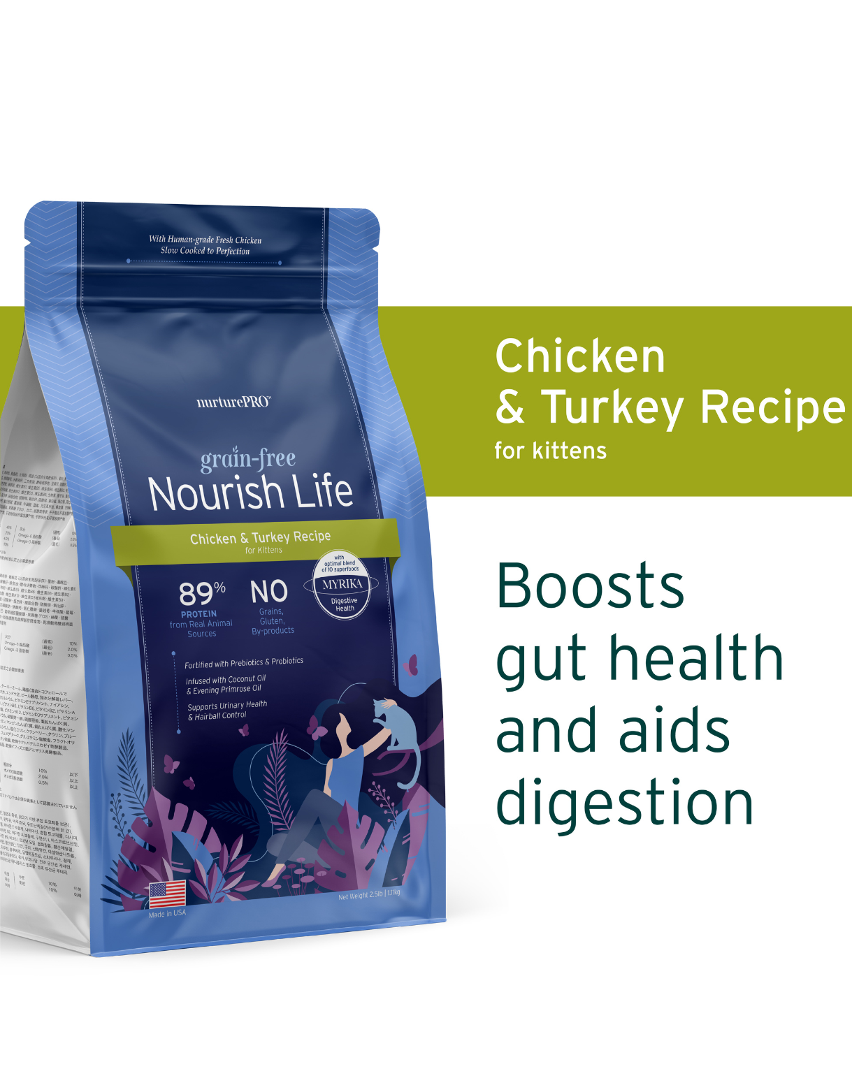 Nurture Pro Cat Nourish Life Grain-Free 227g Chicken & Turkey For Kittens Dry Cat Food image 4