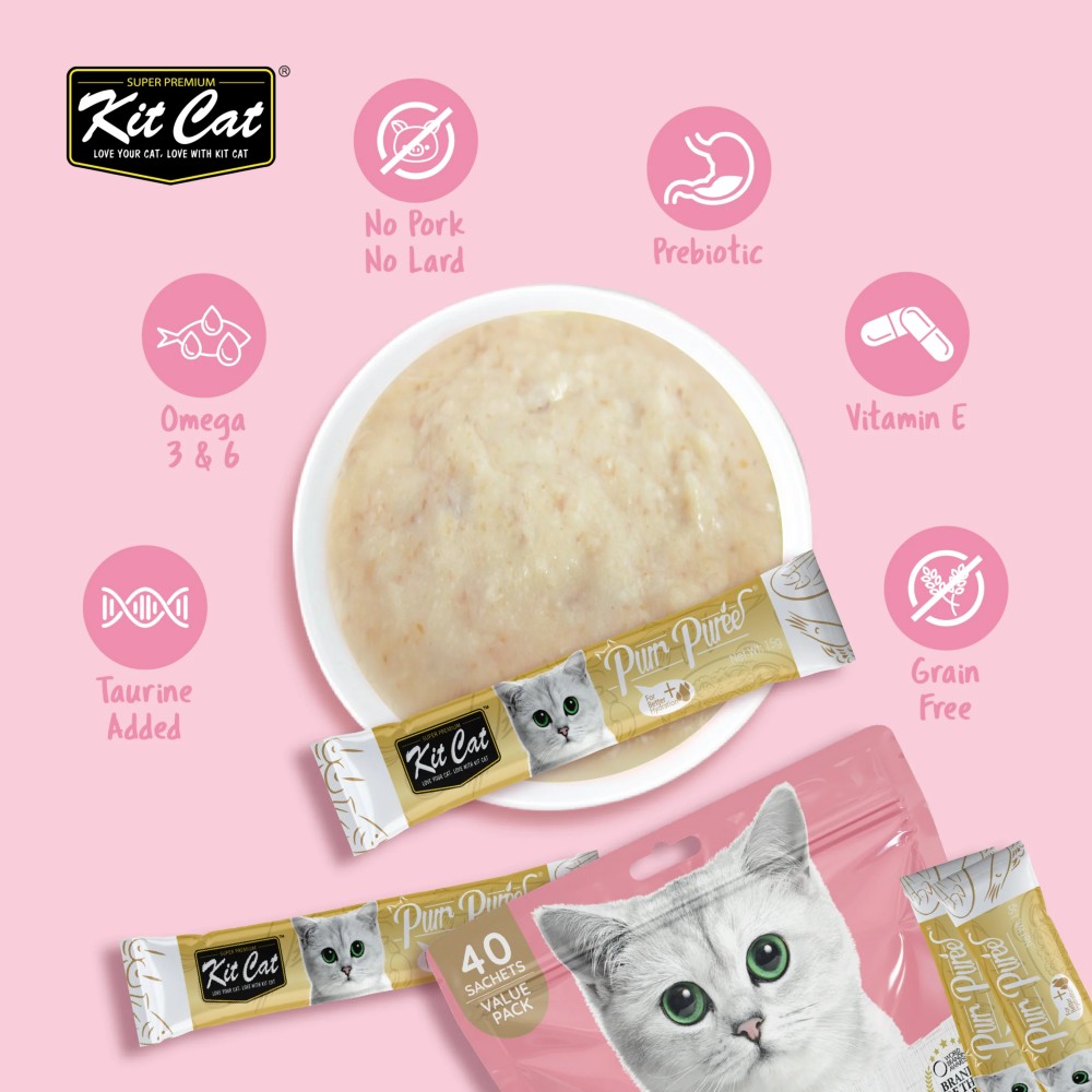 Kit Cat 15g x 40 Sachets Purr Puree Value Pack Tuna & Salmon Cat Treat image 2