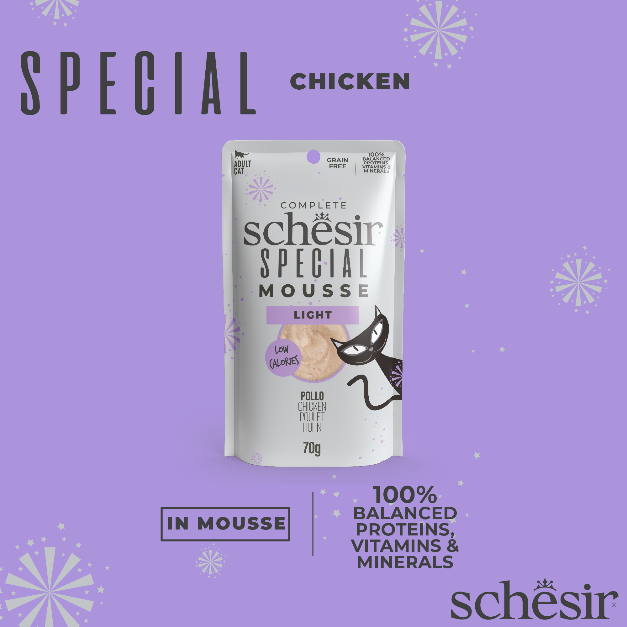 Schesir Cat Special Mousse 70g Light Chicken Pouch Wet Cat Food image 4