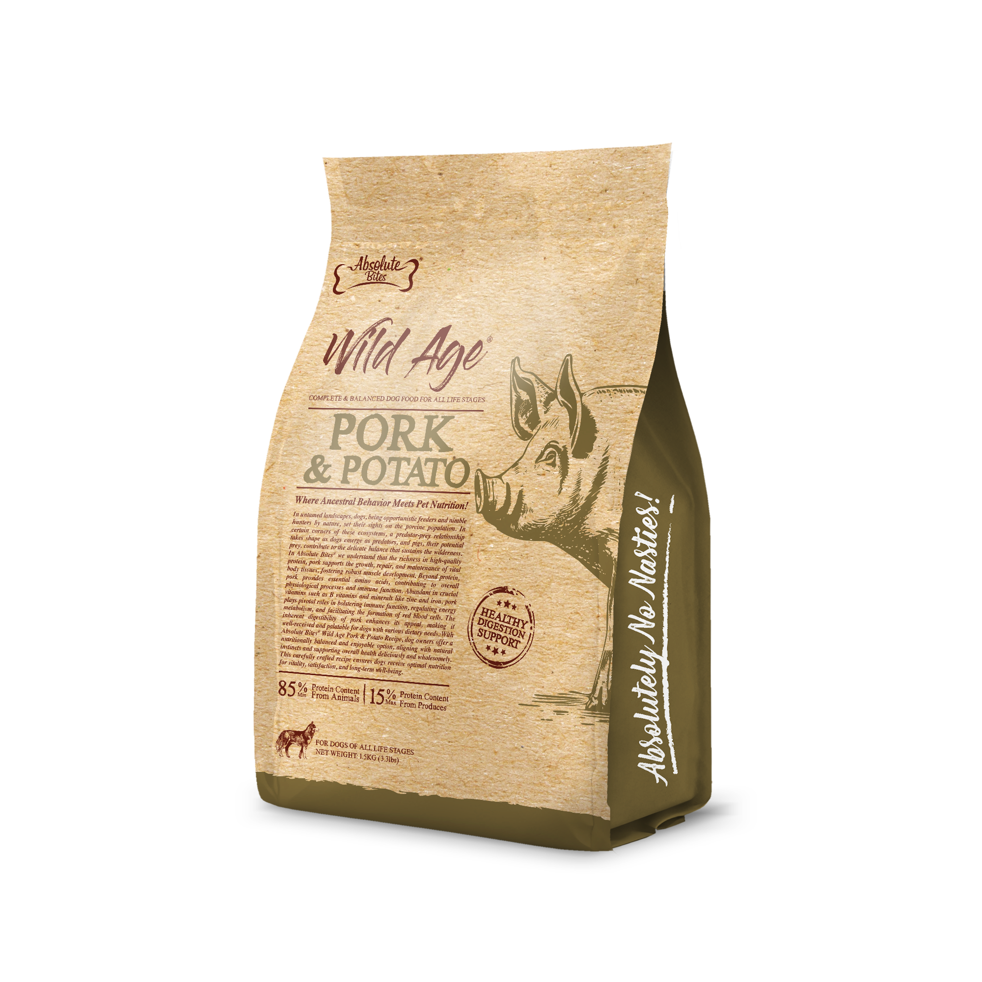 Absolute Bites Dog Wild Age 9.97kg Pork & Potato Dry Dog Food image 3