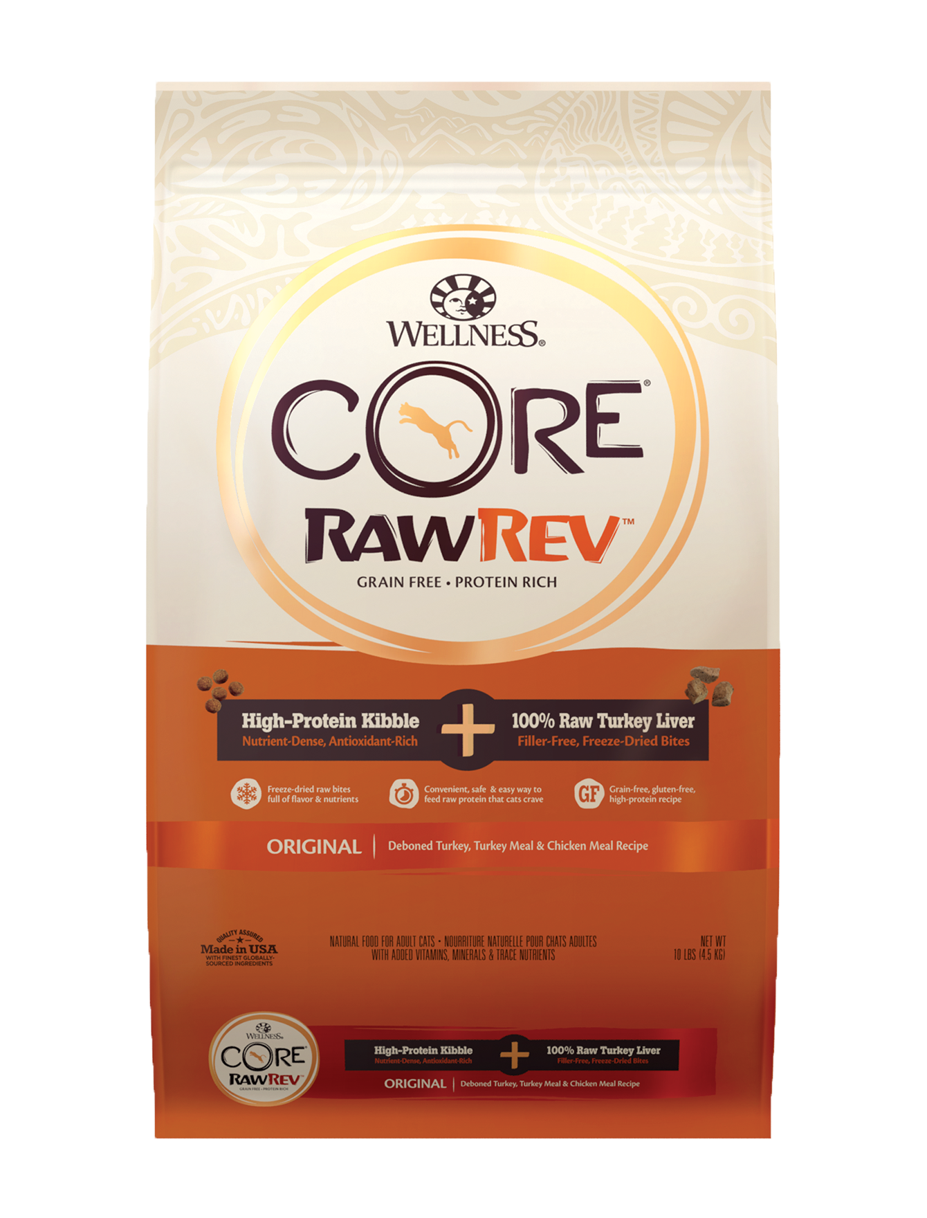 Wellness CORE Cat RawRev 2kg (4.5lb) Grain Free Original with Freeze Dried Turkey Dry Cat Food image 3