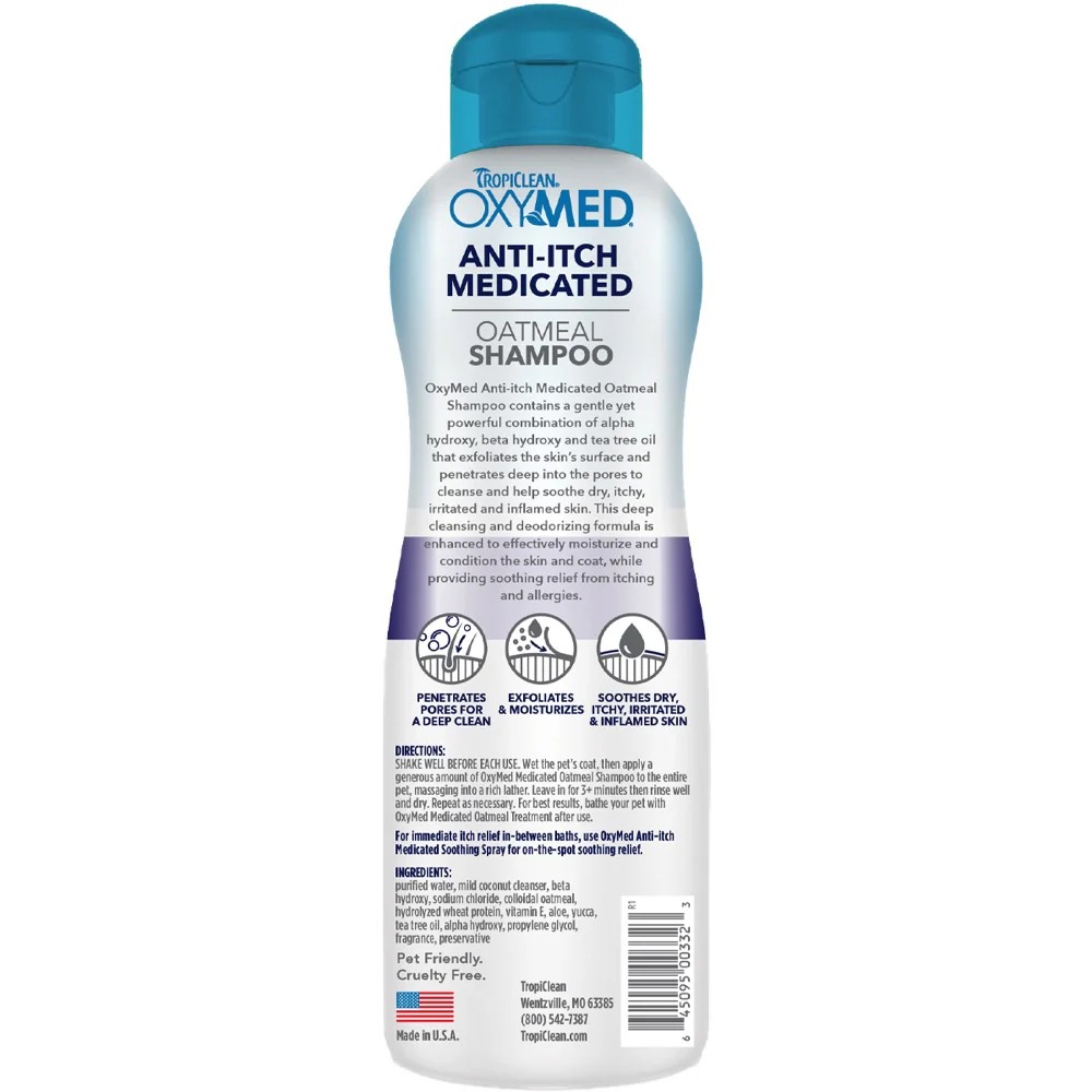 Tropiclean OxyMed 20oz (592ml) Anti-Itch Medicated Shampoo For Dogs & Cats image 2
