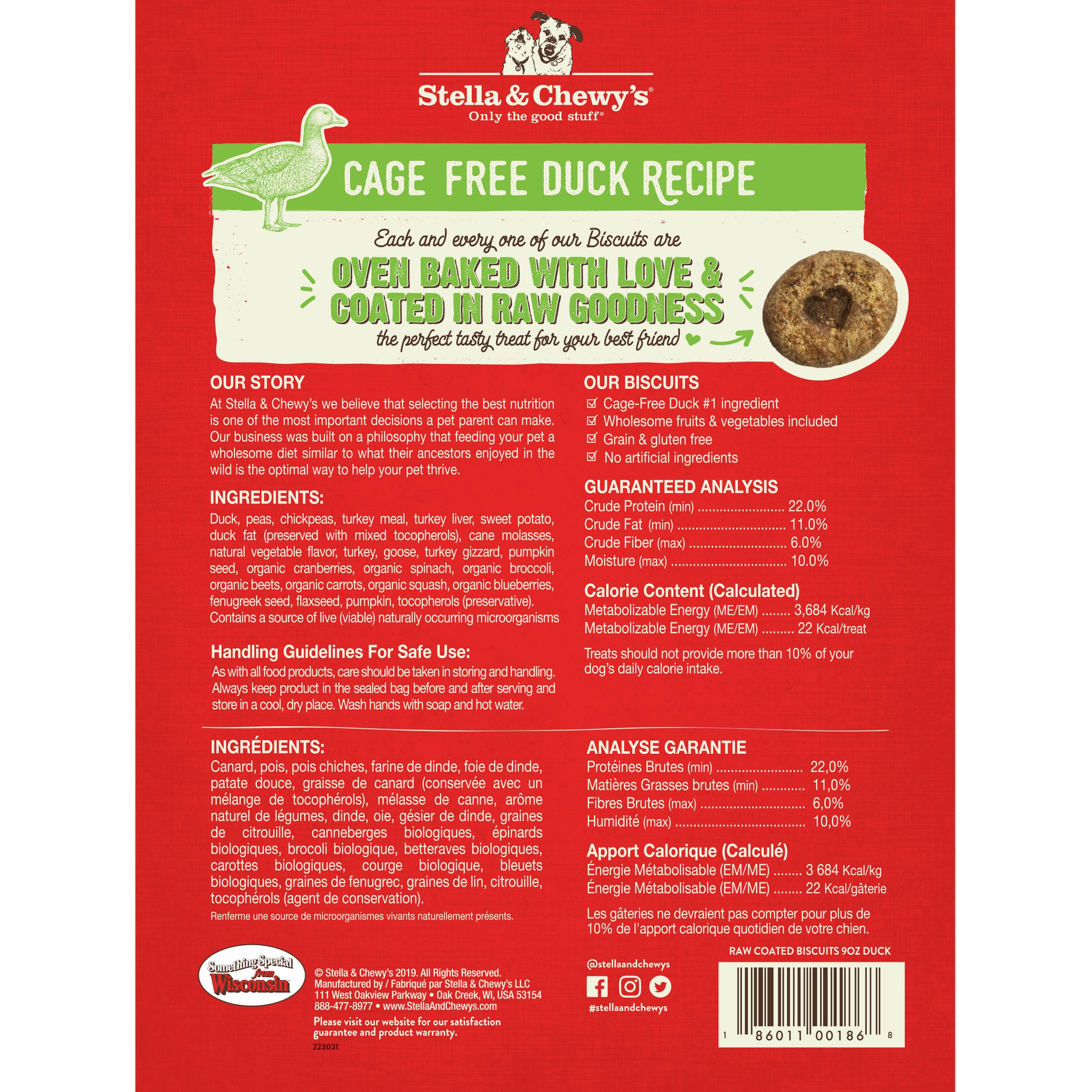 Stella & Chewy's Raw Coated Biscuits (Duck) Dog Treats 156g image 2