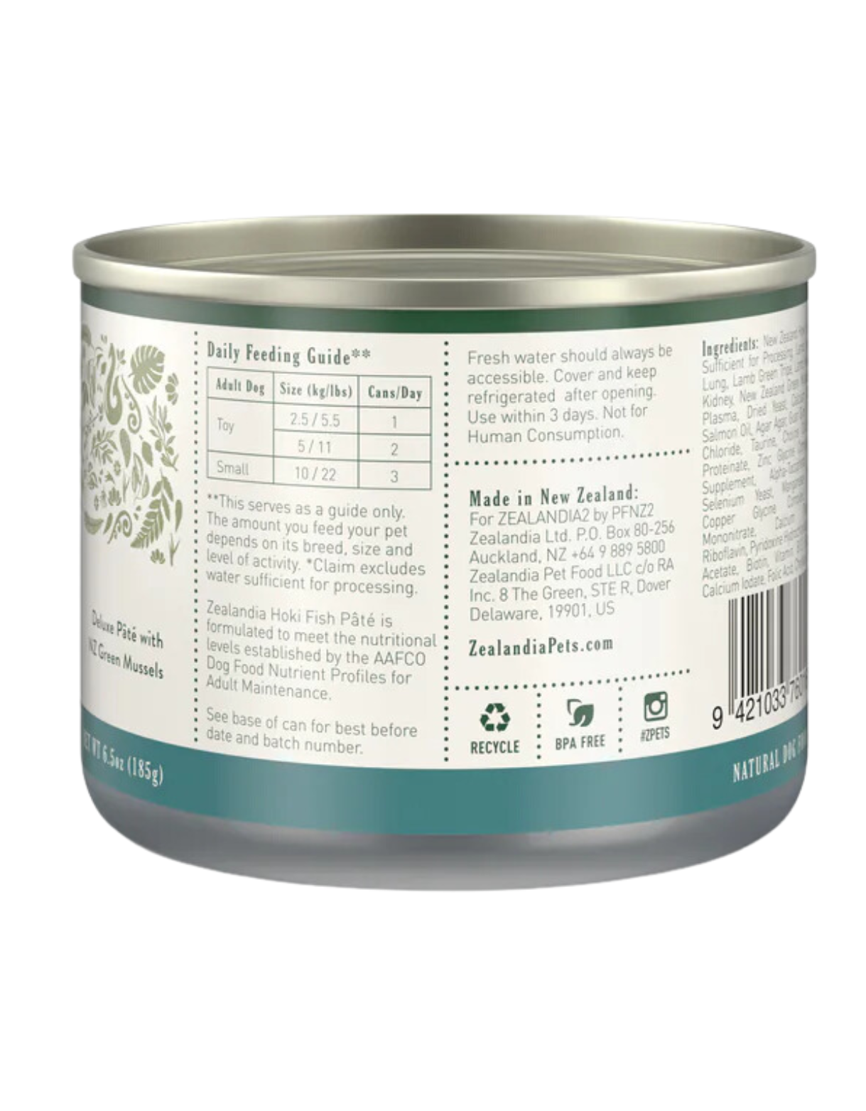 Zealandia Dog 185g Hoki Fish Pate Wet Dog Food image 4