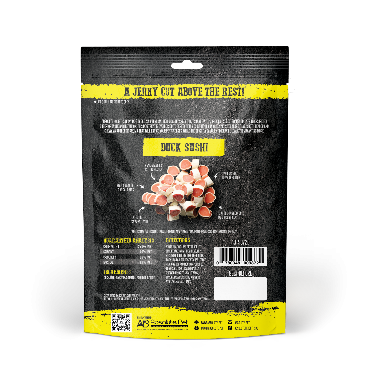 Absolute Holistic Dog 100g Jerky Duck Sushi Dog Treat image 2