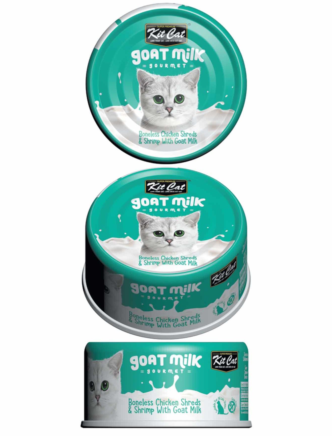 Kit Cat 70g Goat Milk Gourmet Boneless Chicken Shreds & Shrimp With Goat Milk Wet Cat Food (EXP: 11 Sep 2027) image 3
