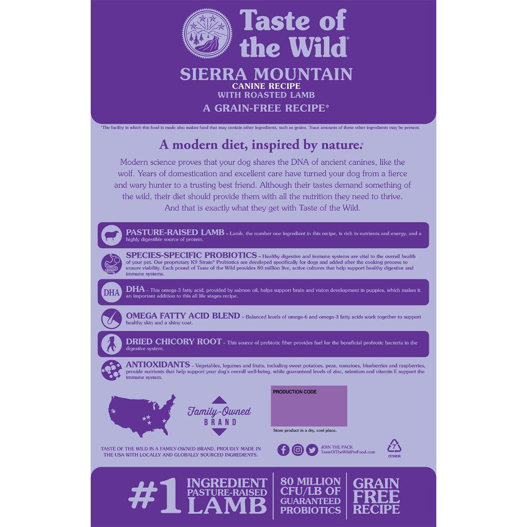 Taste of the Wild Dog 12.2kg Sierra Mountain Roasted Lamb Dry Dog Food (EXP: 01 Aug 2027) image 2