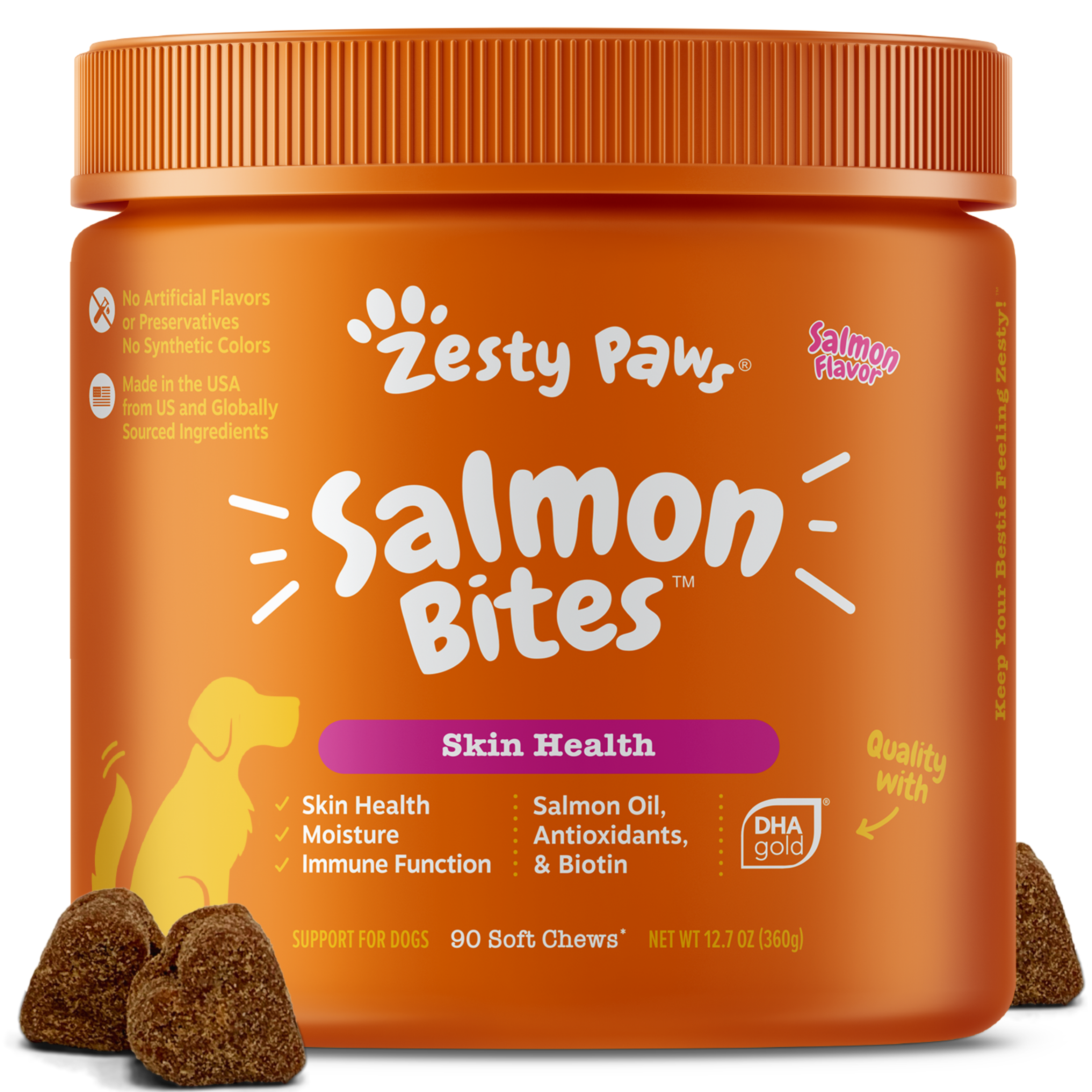 Zesty Paws 90ct Salmon Bites Skin Heath Supplement for Dogs image 2