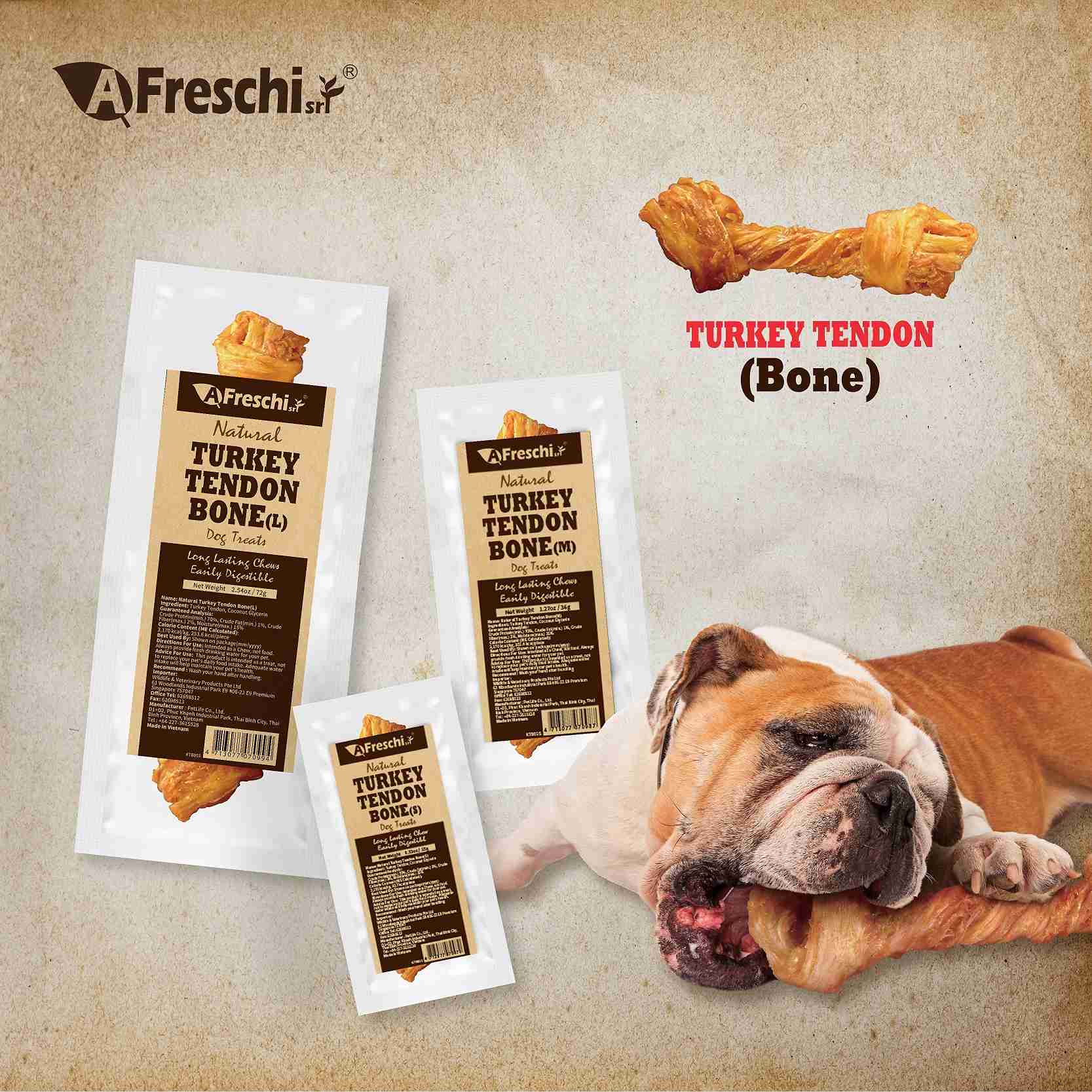 AFreschi Dog 120g Soft Turkey Tendon Strip - Pumpkin Dog Treats image 5