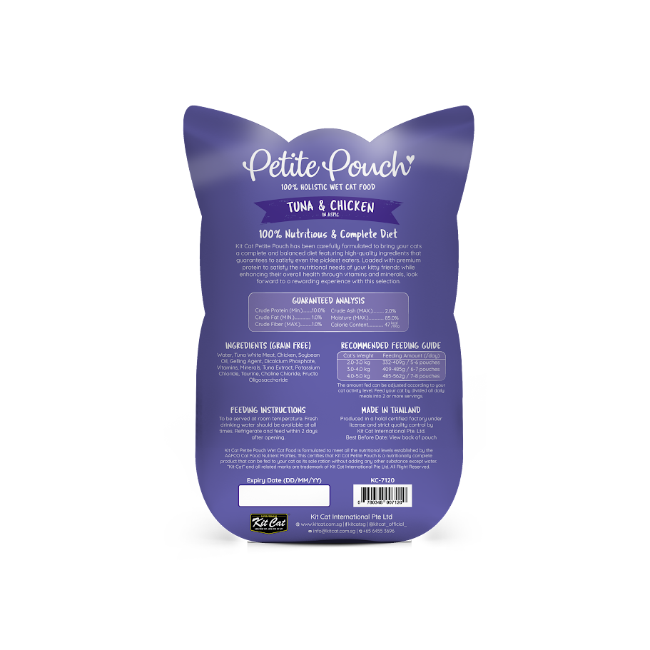 Kit Cat 70g Petite Pouch Complete & Balanced Tuna & Chicken in Aspic Wet Cat Food (EXP: 24 May 2027) image 2