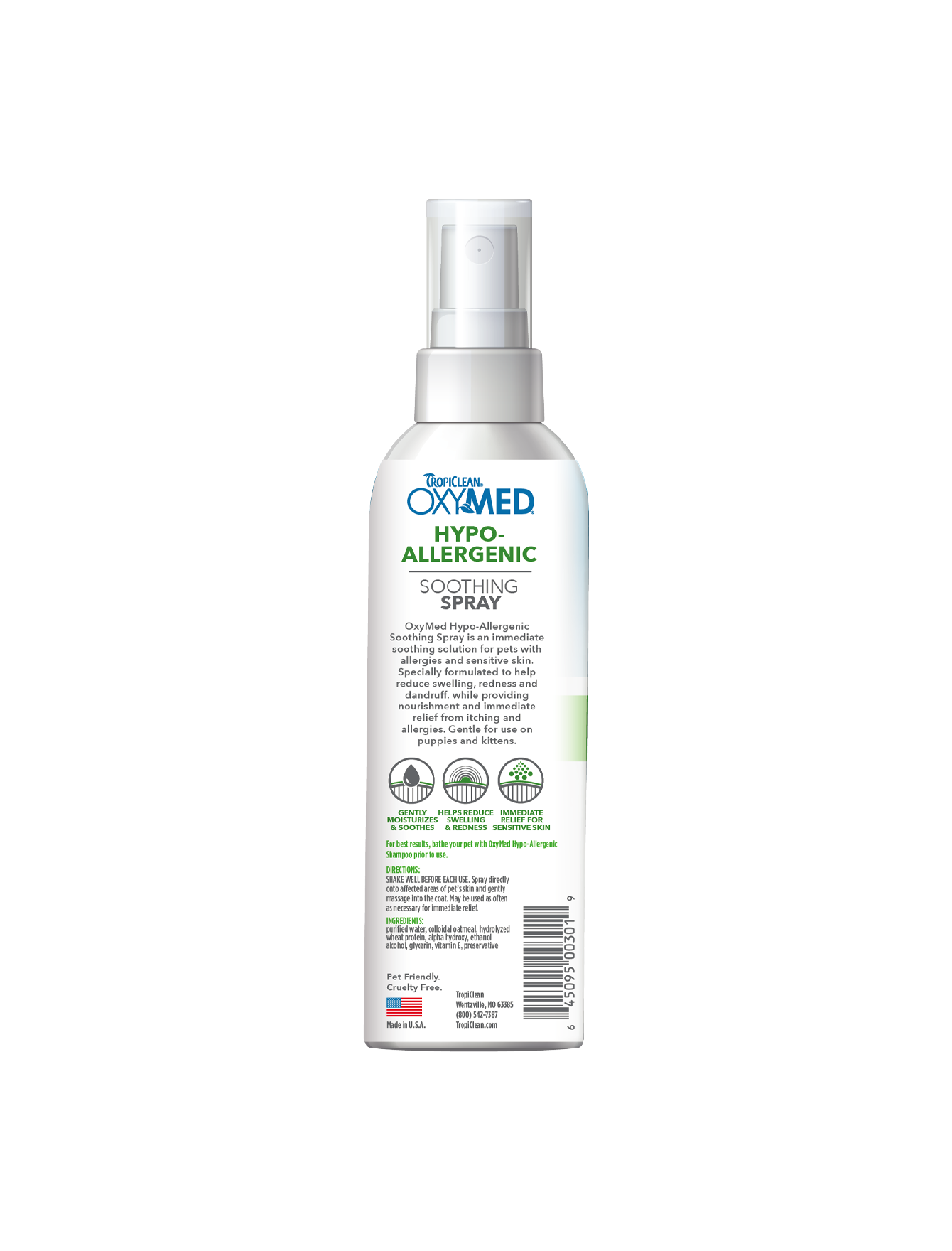 Tropiclean OxyMed Hypoallergenic Spray For Dogs & Cats 237ml image 2