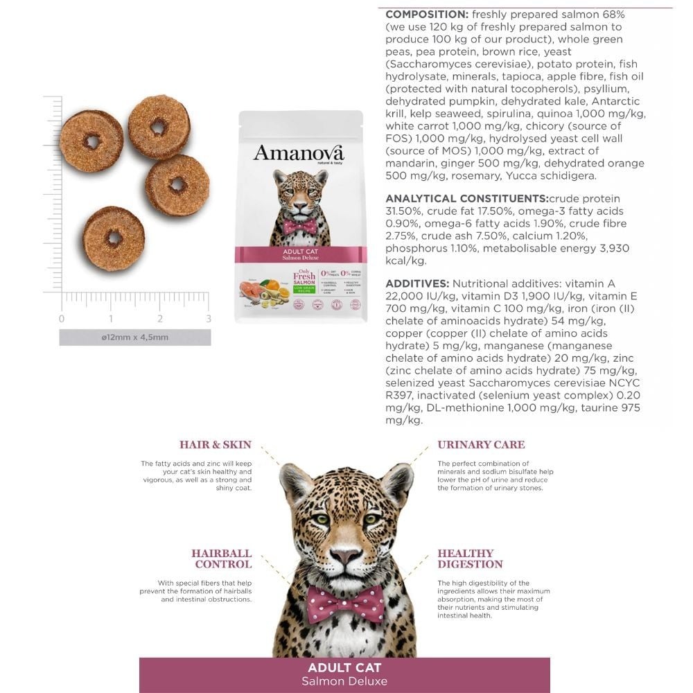 Amanova Cat 1.5kg Adult Salmon Deluxe Low Grain Dry Cat Food image 5