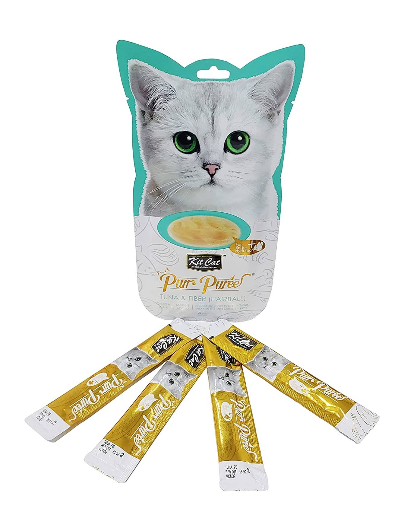 Kit Cat 5x15g Purr Puree Tuna & Fiber (Hairball) Cat Treat (EXP: 06 Feb 2027) image 5