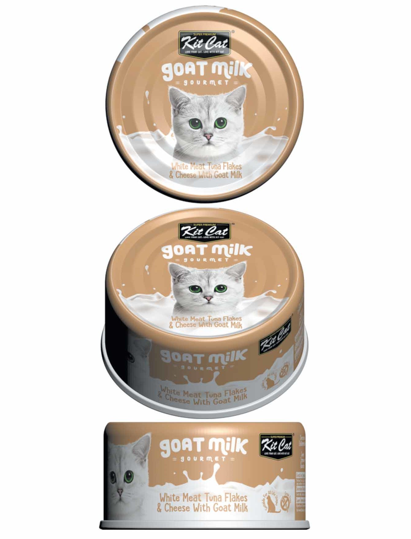 Kit Cat 70g Goat Milk Gourmet White Meat Tuna Flakes & Cheese With Goat Milk Wet Cat Food (EXP: 05 Aug 2027) image 2
