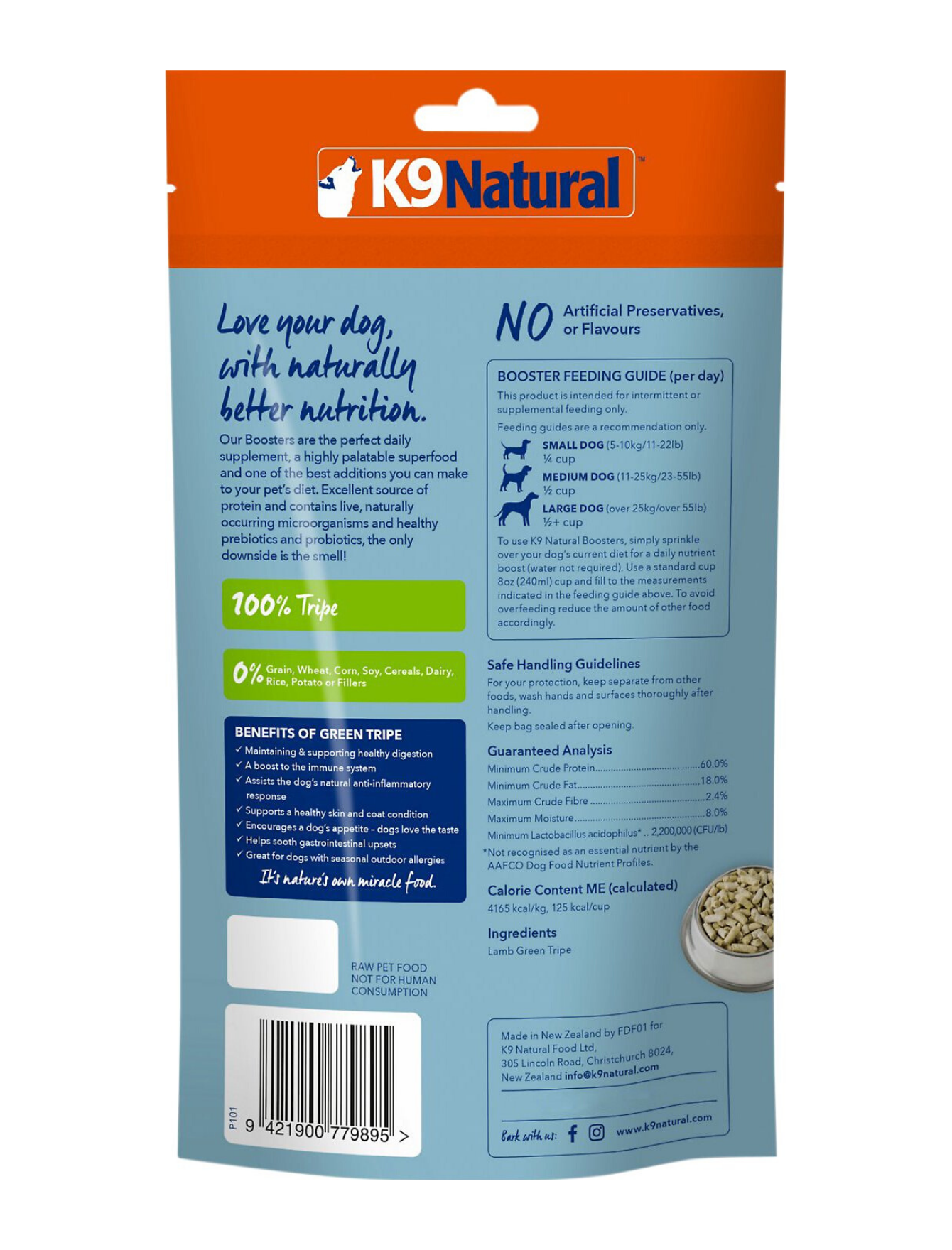 K9 Natural Dog Freeze Dried 200g Lamb Green Tripe Booster Dry Dog Food image 2