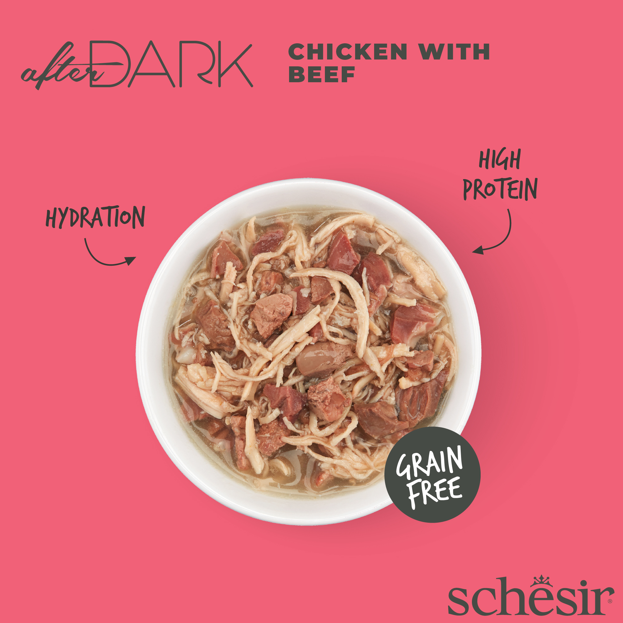 Schesir Cat After Dark Wholefood Canned 80g Chicken with Beef Wet Cat Food image 3