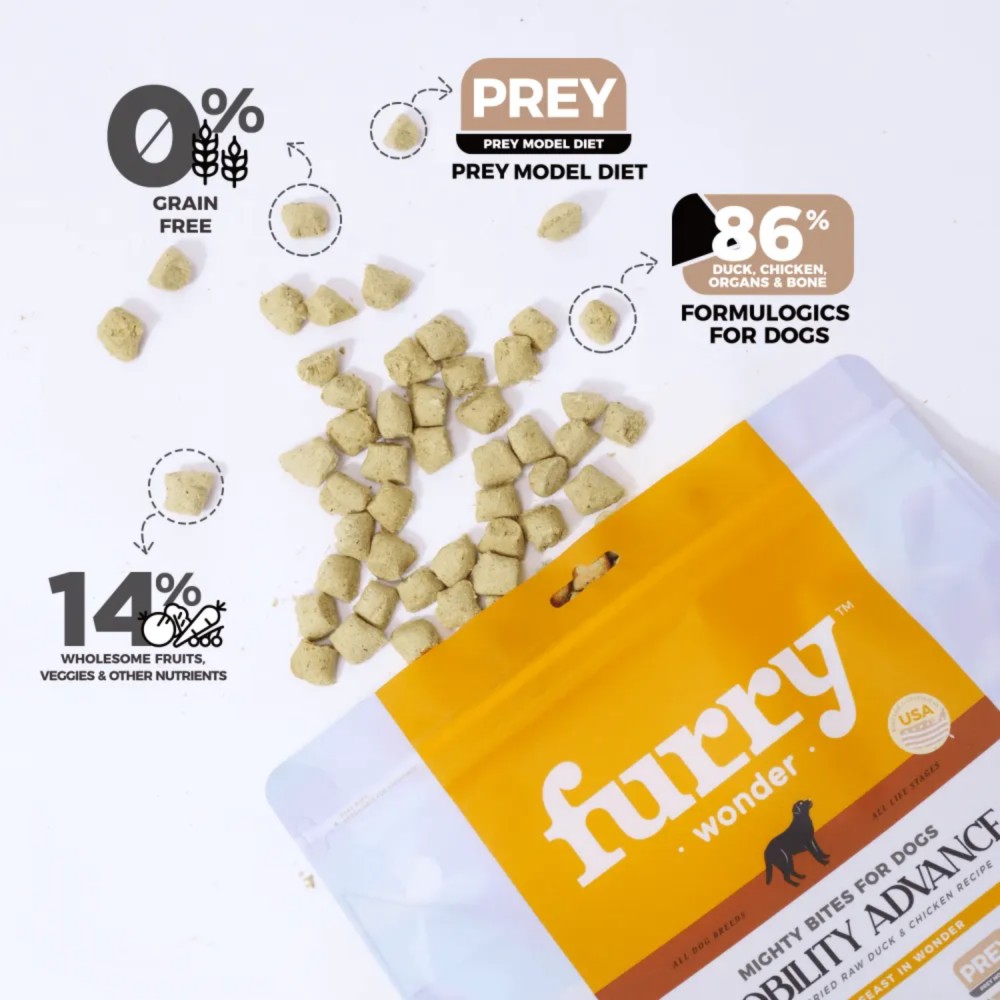 Furry Wonder Dog 453g (16oz) MOBILITY ADVANCE Freeze-dried Raw Duck & Chicken Recipe For Dogs image 9