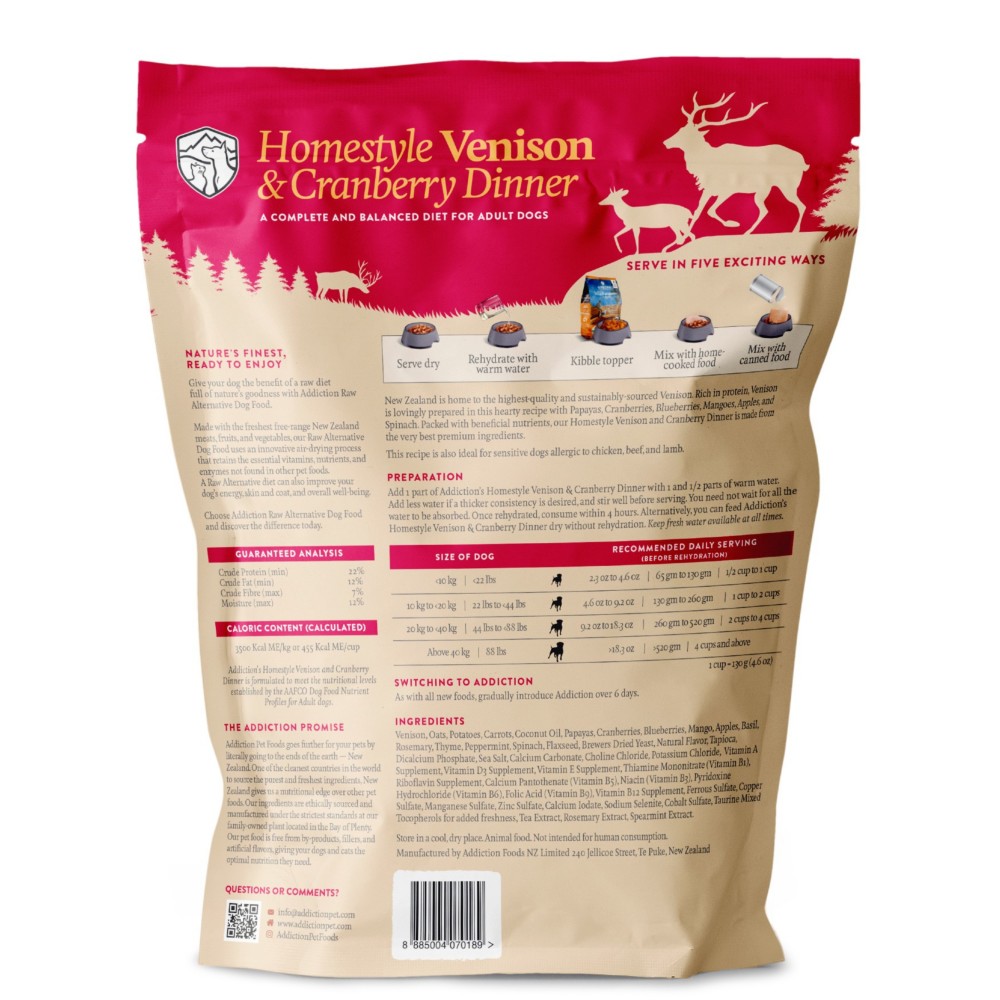 Addiction Homestyle Dinner Venison & Cranberry Dog Dry Food 2lbs image 4