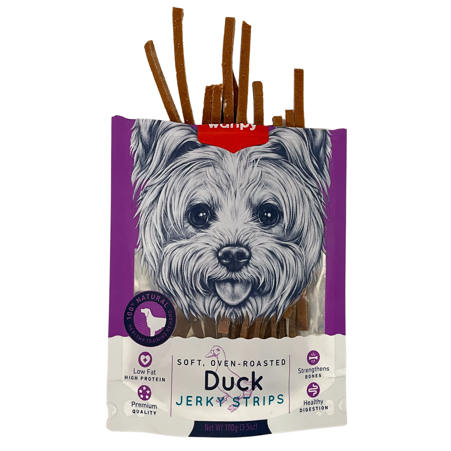 Wanpy Soft Oven-Roasted Duck Jerky Strips 100g Dog Snack image 4