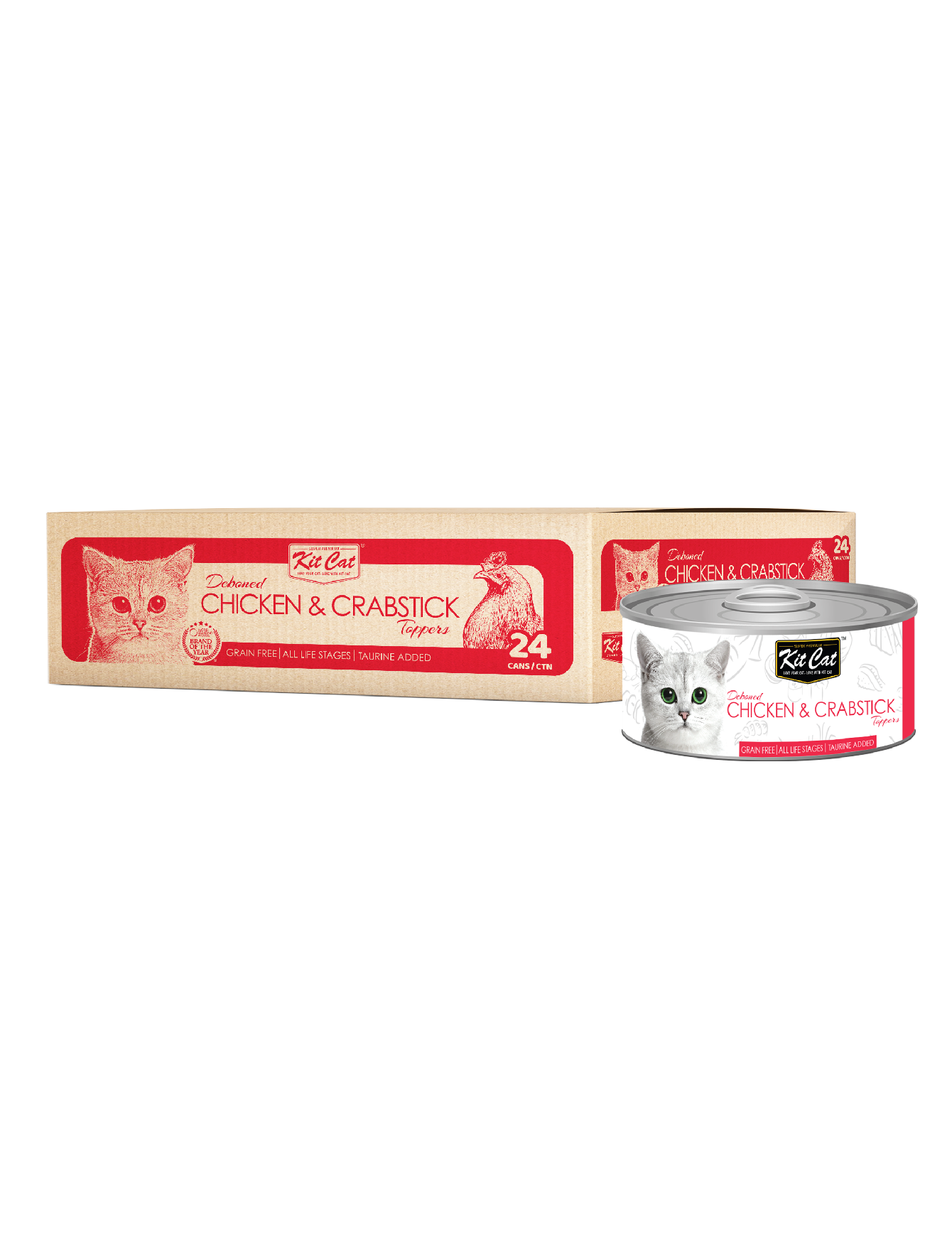 Kit Cat 80g Deboned Toppers Canned Chicken & Crabstick Wet Cat Food (EXP: 23 Oct 2027) image 3