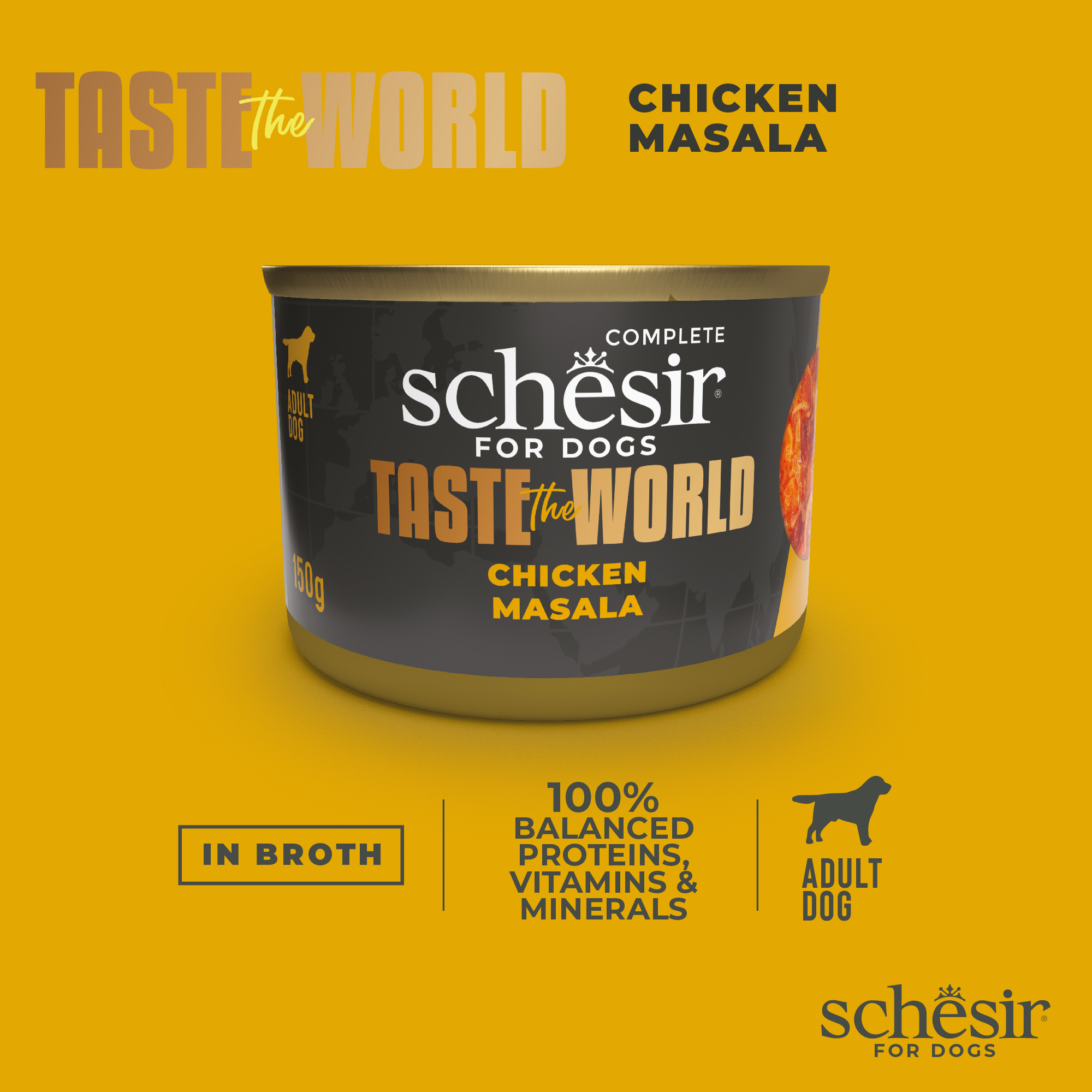 Schesir Dog Taste the World Canned 150g Chicken Masala in Broth Wet Dog Food image 4