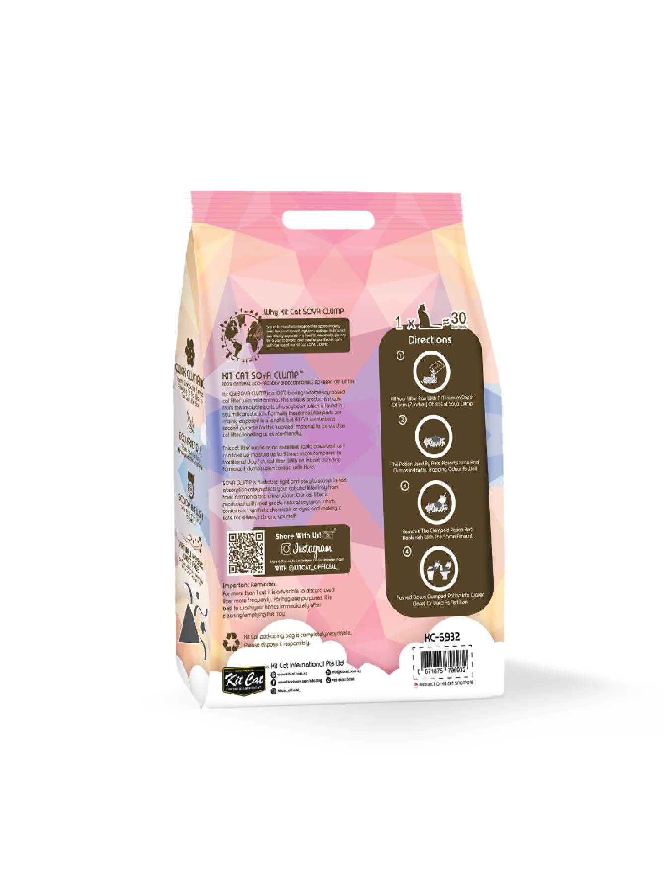 Kit Cat 7L Soya Clump Confetti Cat Litter image 2