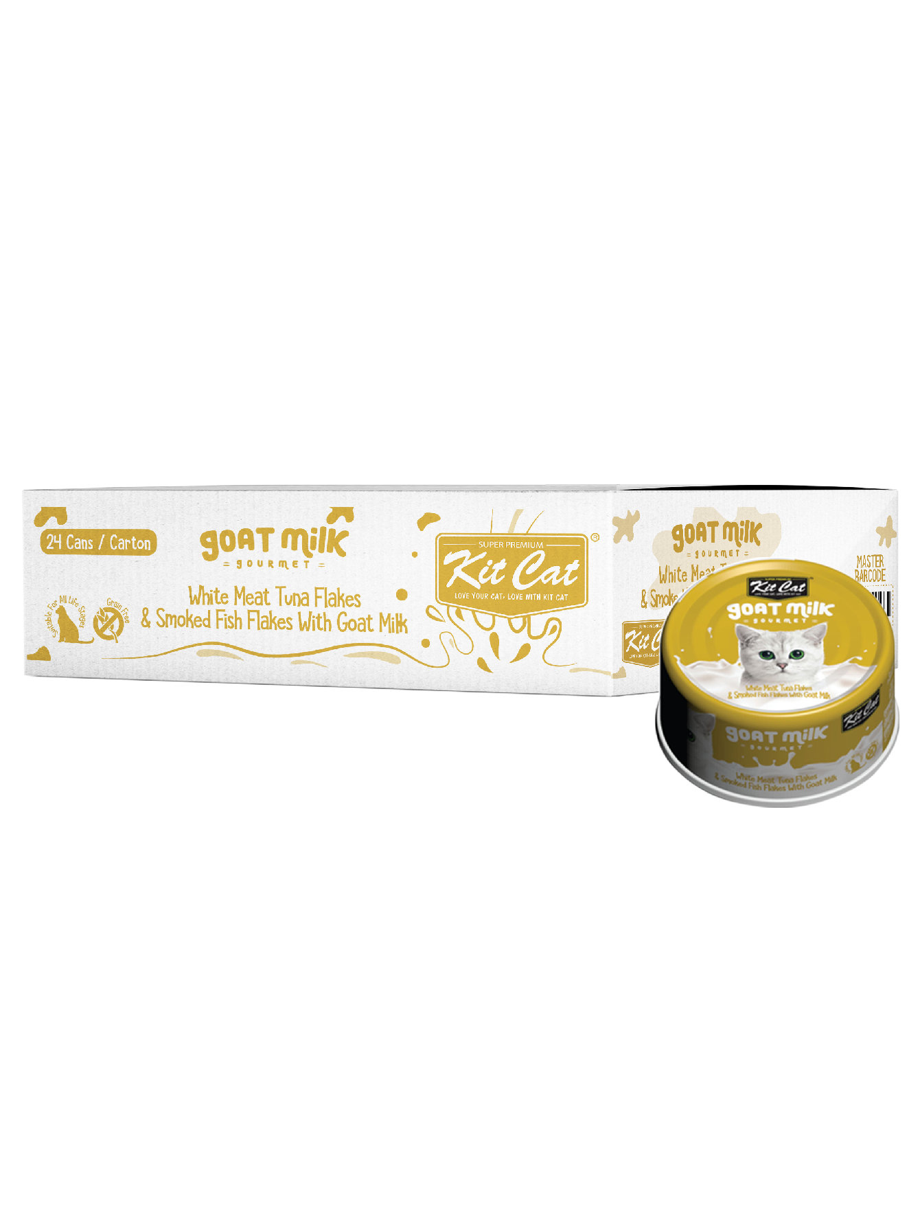 Kit Cat 70g Goat Milk Gourmet White Meat Tuna Flakes & Smoked Fish Flakes With Goat Milk Wet Cat Food image 3