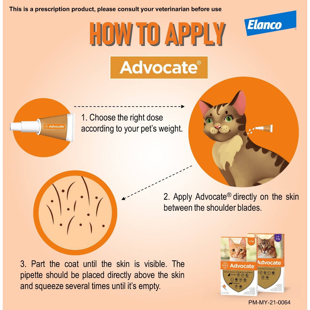 Elanco Advocate Cat 3x0.8ml Spot-on Solution for Medium Cats (4kg-8kg) image 2
