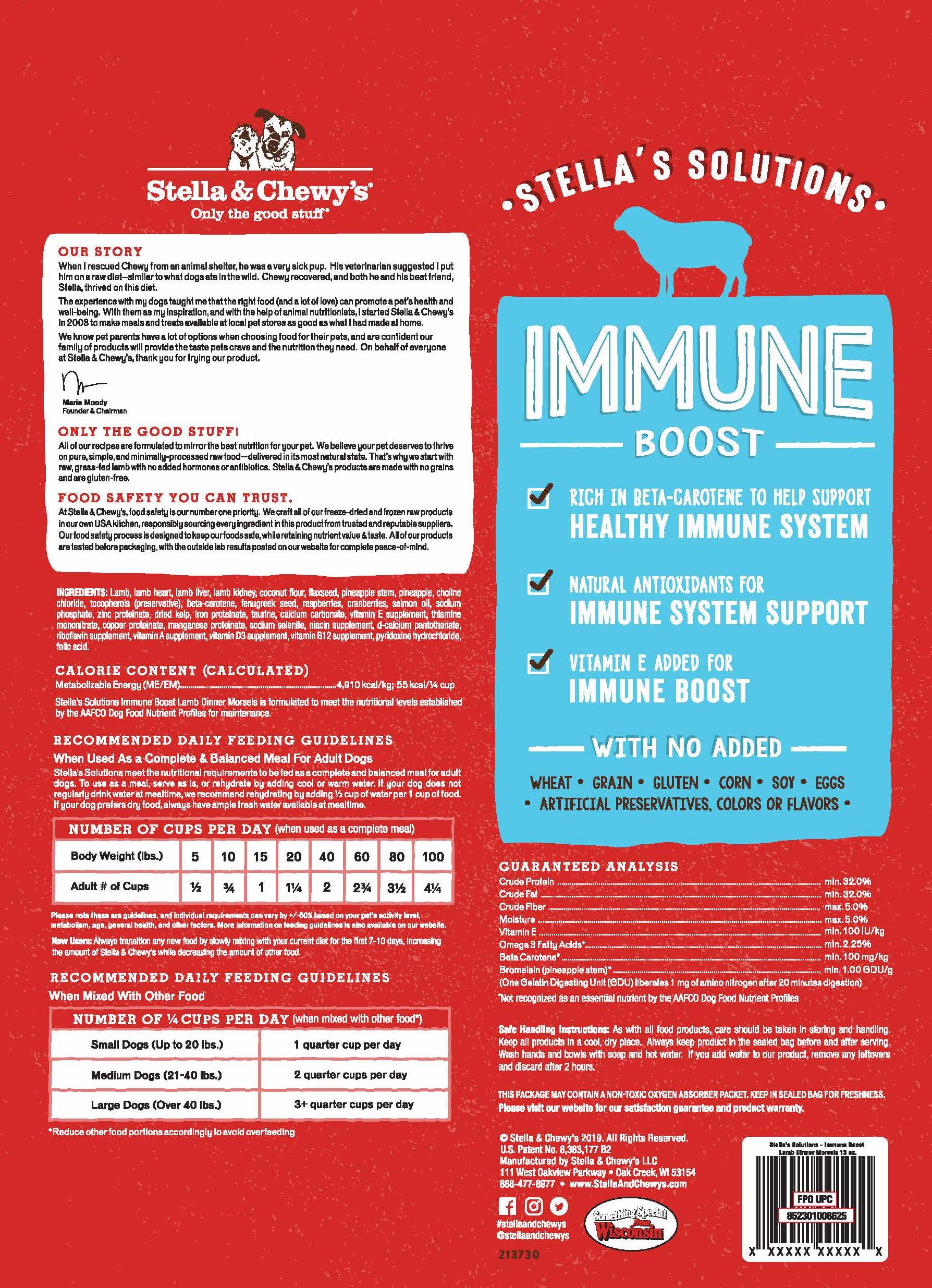 Stella & Chewy's Stella's Solutions Dinner Morsels 13oz (368g) Immune Boost Freeze Dried Dog Food image 2