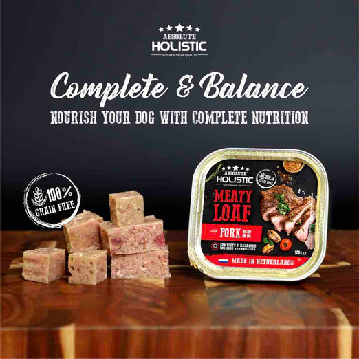 Absolute Holistic Dog 100g Complete & Balanced Meaty Loaf Pork Wet Tray Dog Food image 10