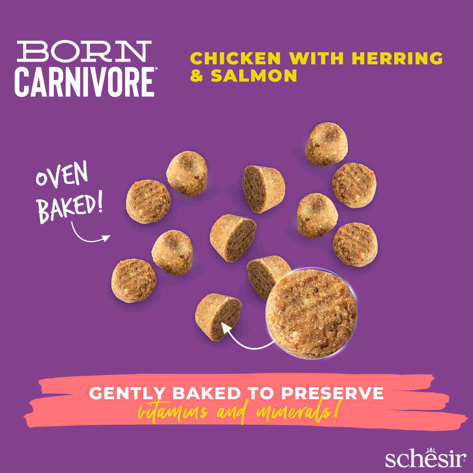 Schesir Cat 255g Born Carnivore Chicken with Herring & Salmon Baked Dry Recipe Dry Cat Food image 7