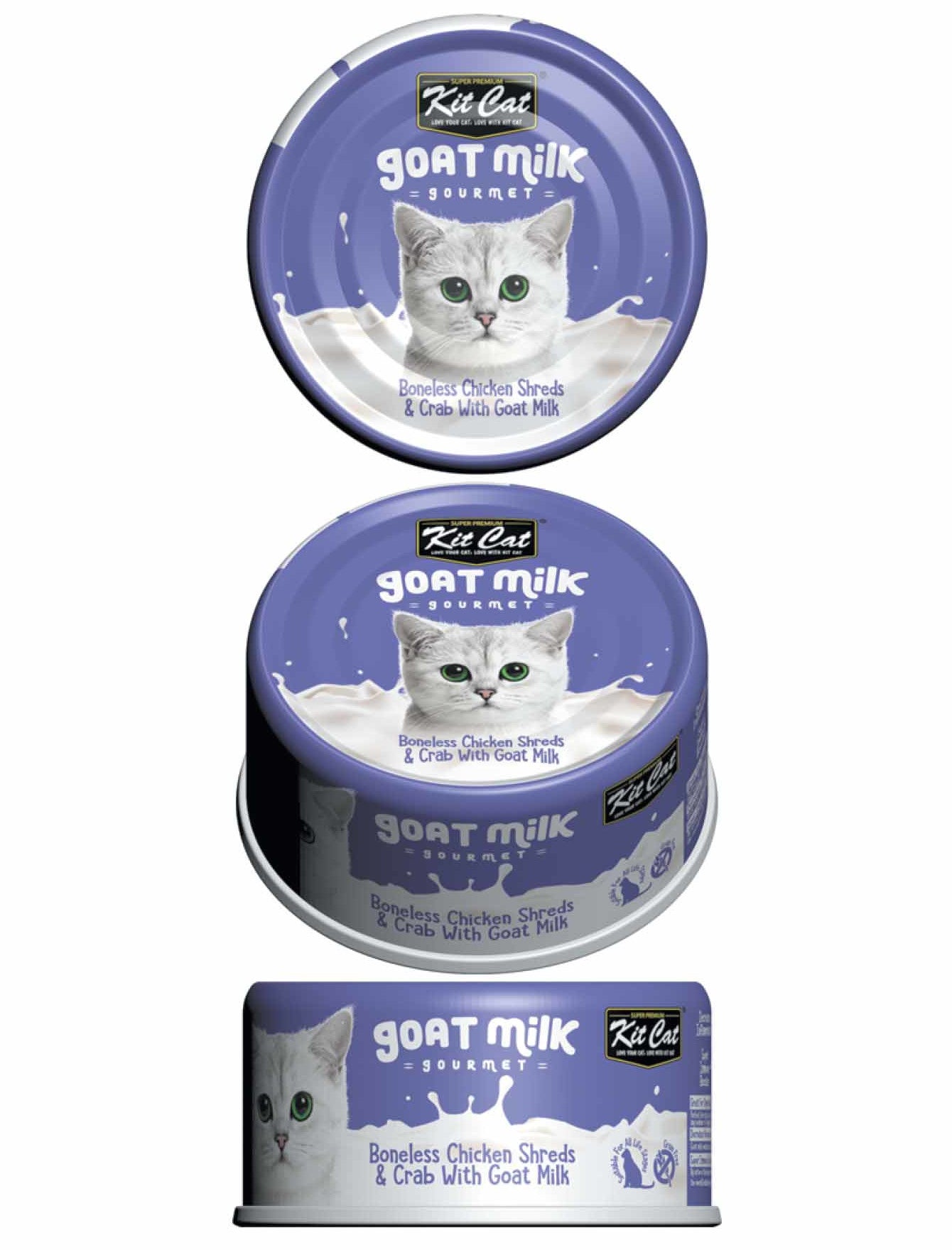 Kit Cat 70g Goat Milk Gourmet Boneless Chicken Shreds & Crab With Goat Milk Wet Cat Food (EXP: 20 Sep 2027) image 3