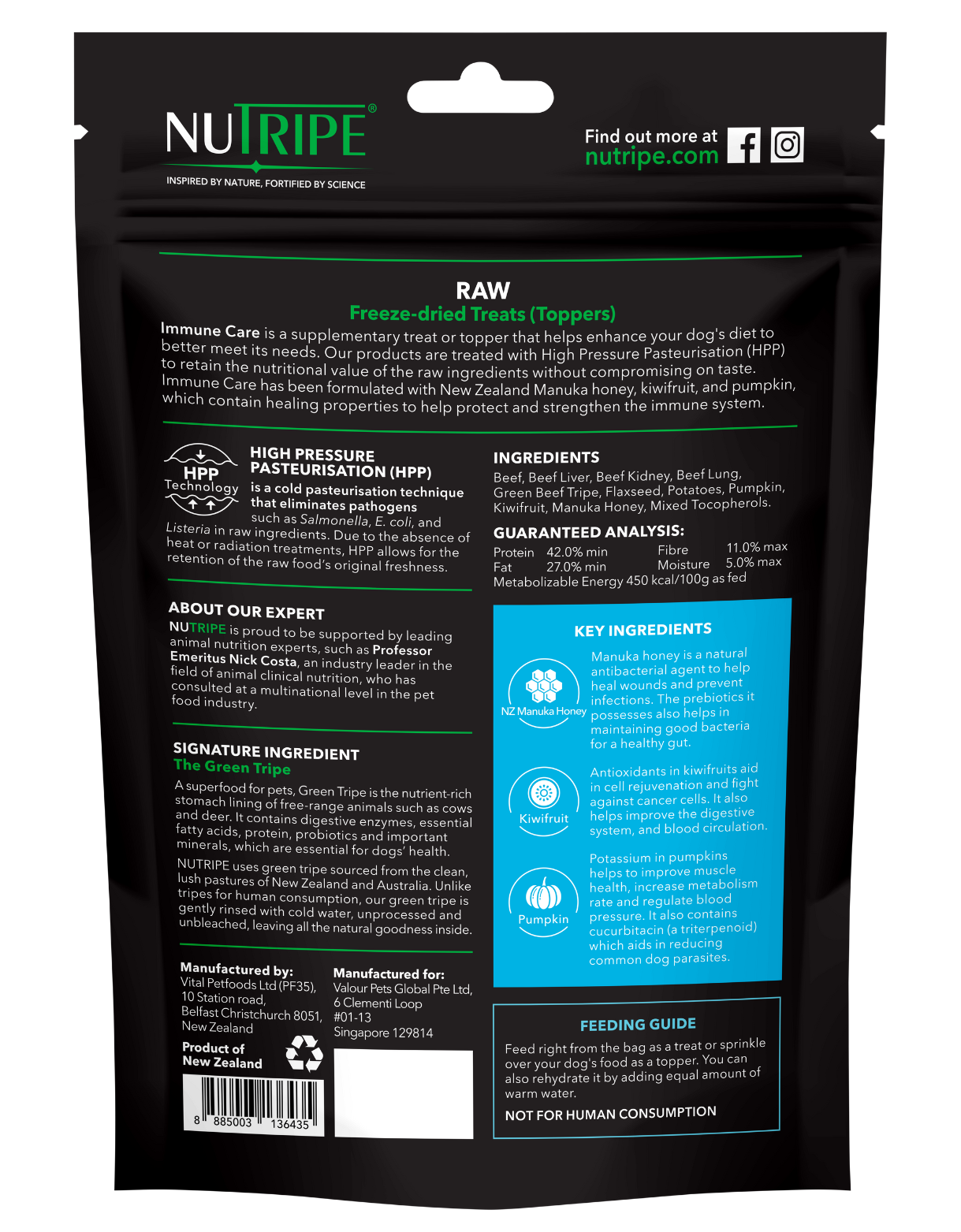 Nutripe Raw Dog 50g Freeze Dried Treat Immune Care Dog Topper image 2