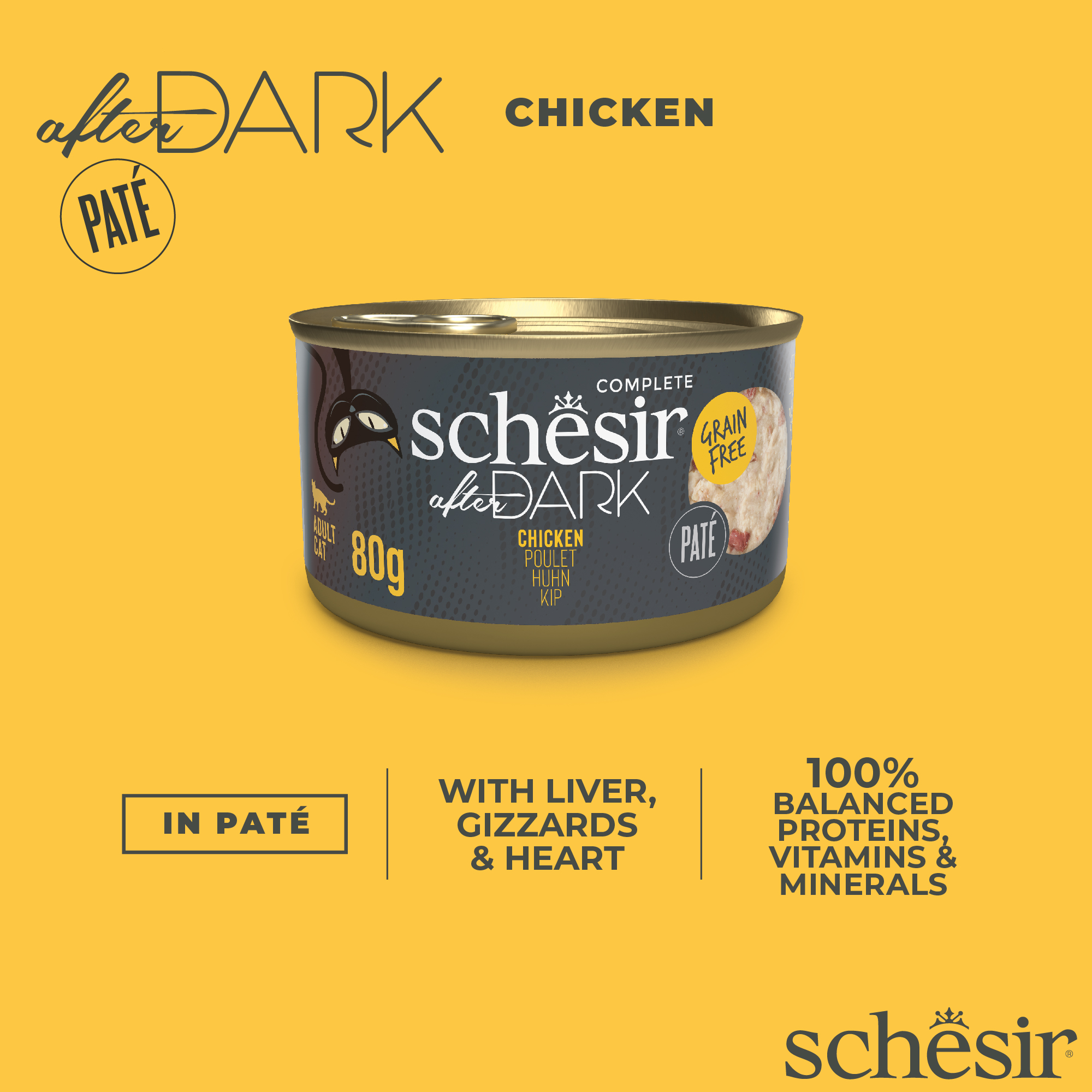 Schesir Cat After Dark Pate Canned 80g Chicken Wet Cat Food image 4