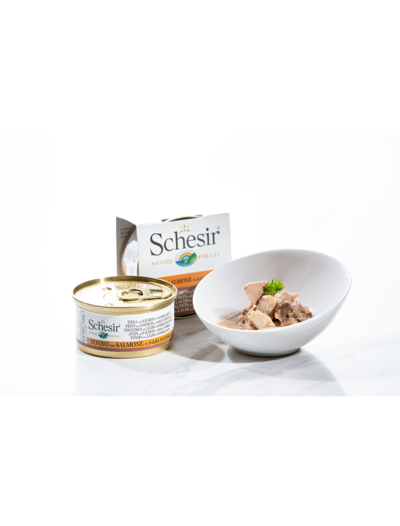 Schesir Cat 70g Tuna with Salmon in Natural Gravy Wet Cat Food image 2