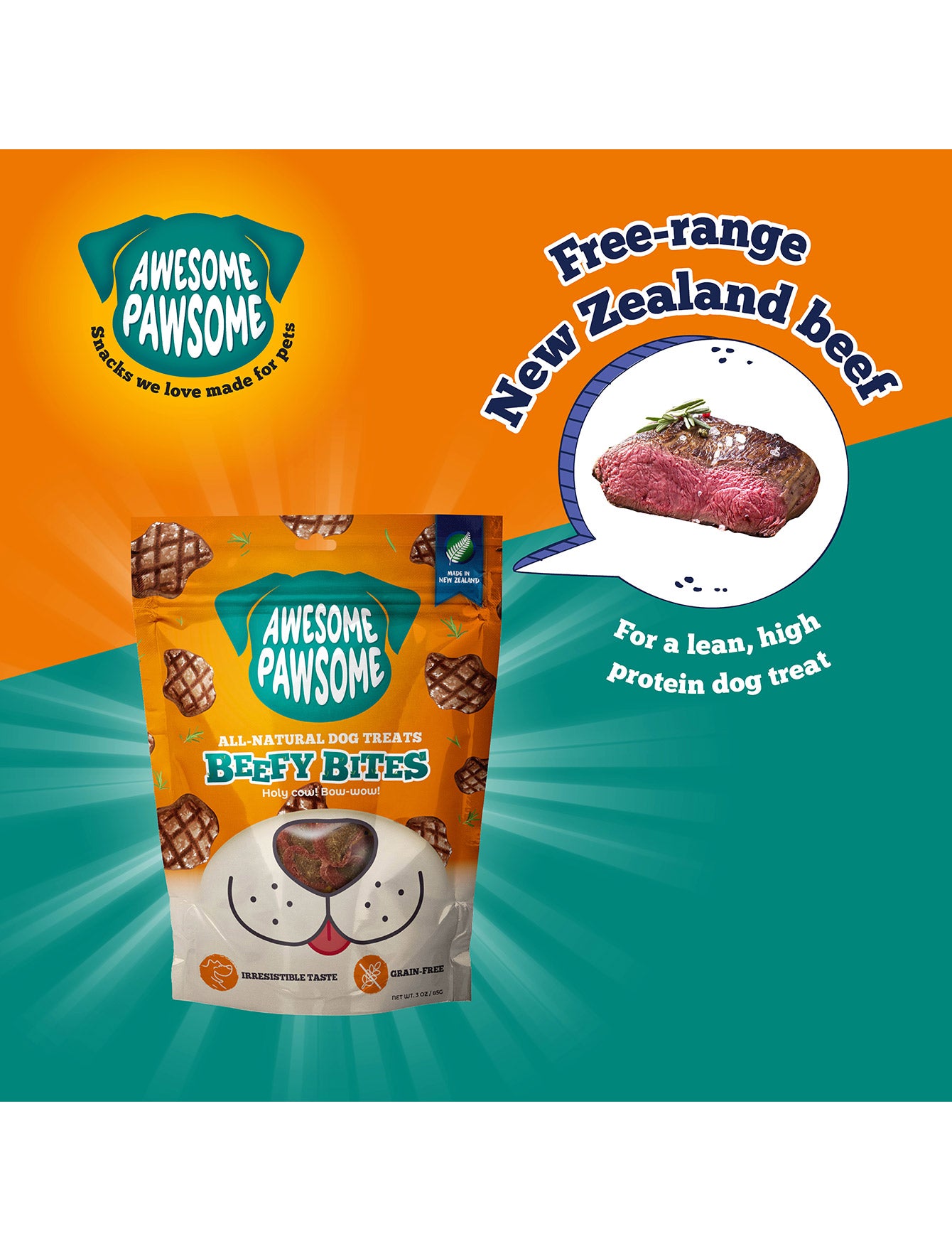 Awesome Pawsome 85g Grain Free Beefy Bites Dog Treat image 2