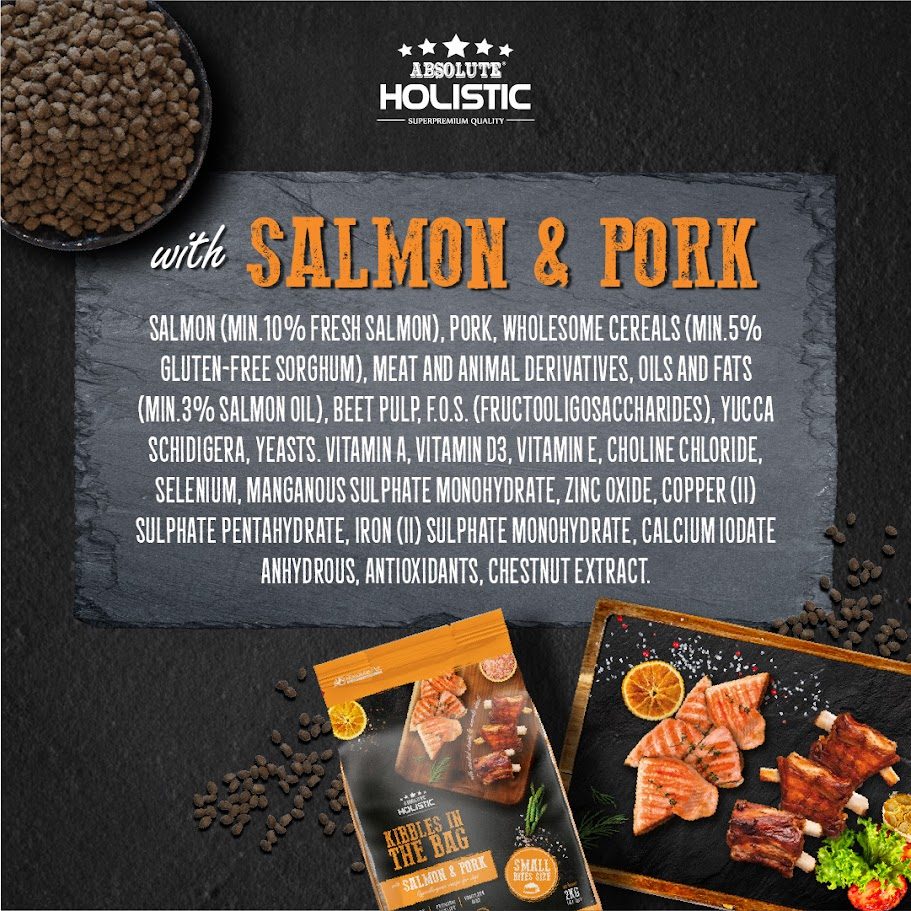 Absolute Holistic Dog 2kg Kibbles In The Bag Small Bites Salmon & Pork Dry Dog Food (EXP: 20 Nov 2026) image 3