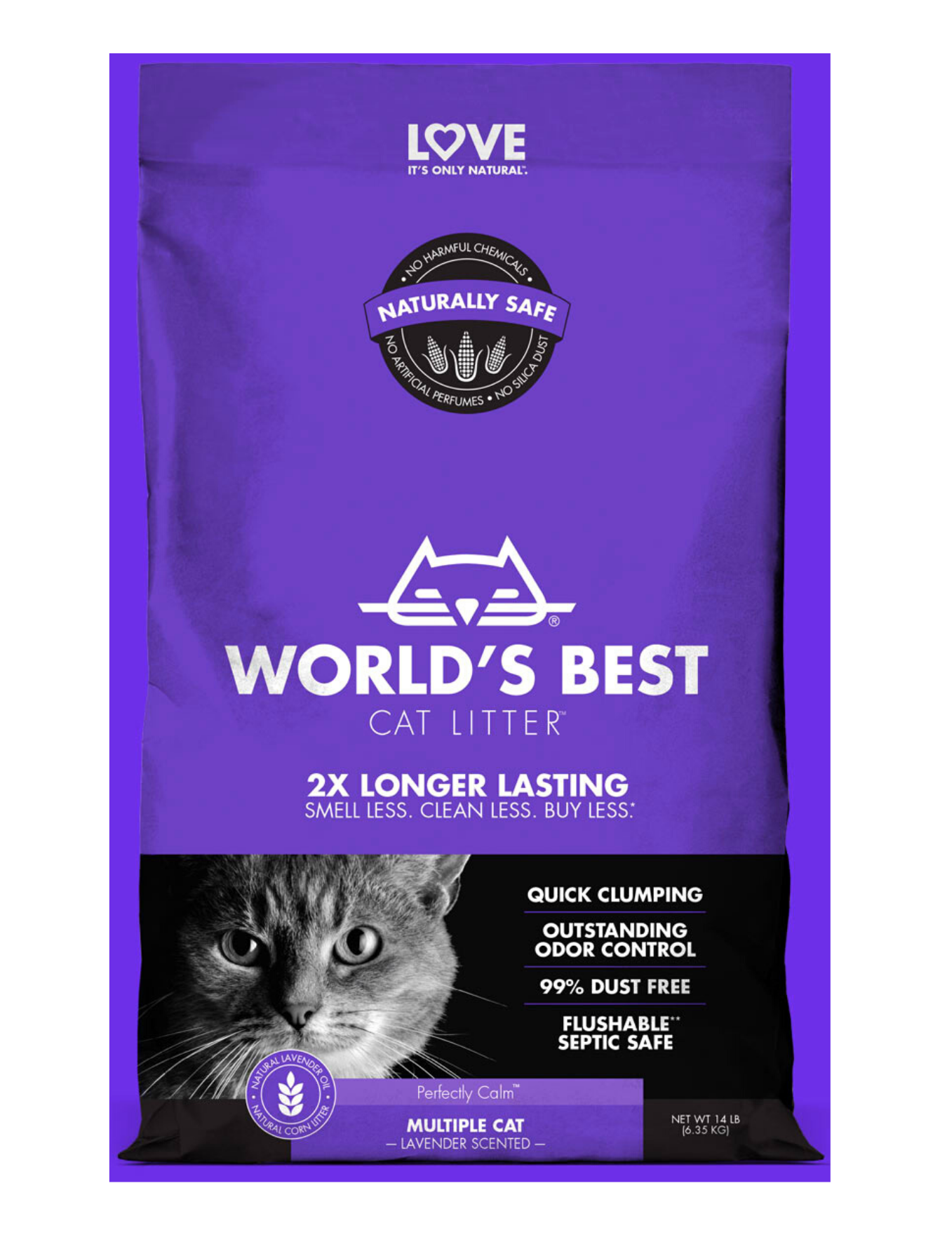 WORLD'S BEST CAT LITTER 14lb/6.35kg Multiple Cat Formula Lavender Scented Cat Litter image 4