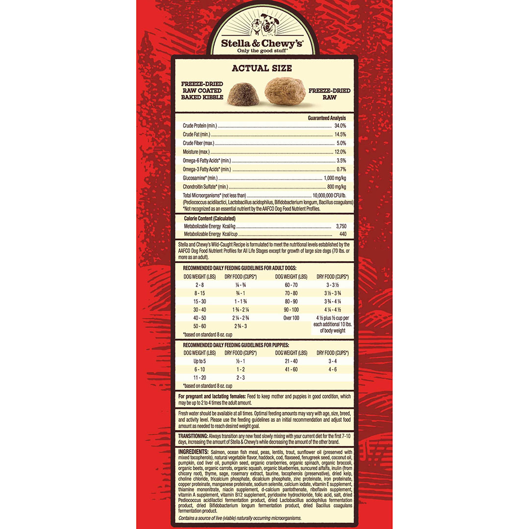 Stella & Chewy's Raw Blend Baked Kibble 22lb (10kg) Trout, Salmon & Haddock Dry Dog Food image 3