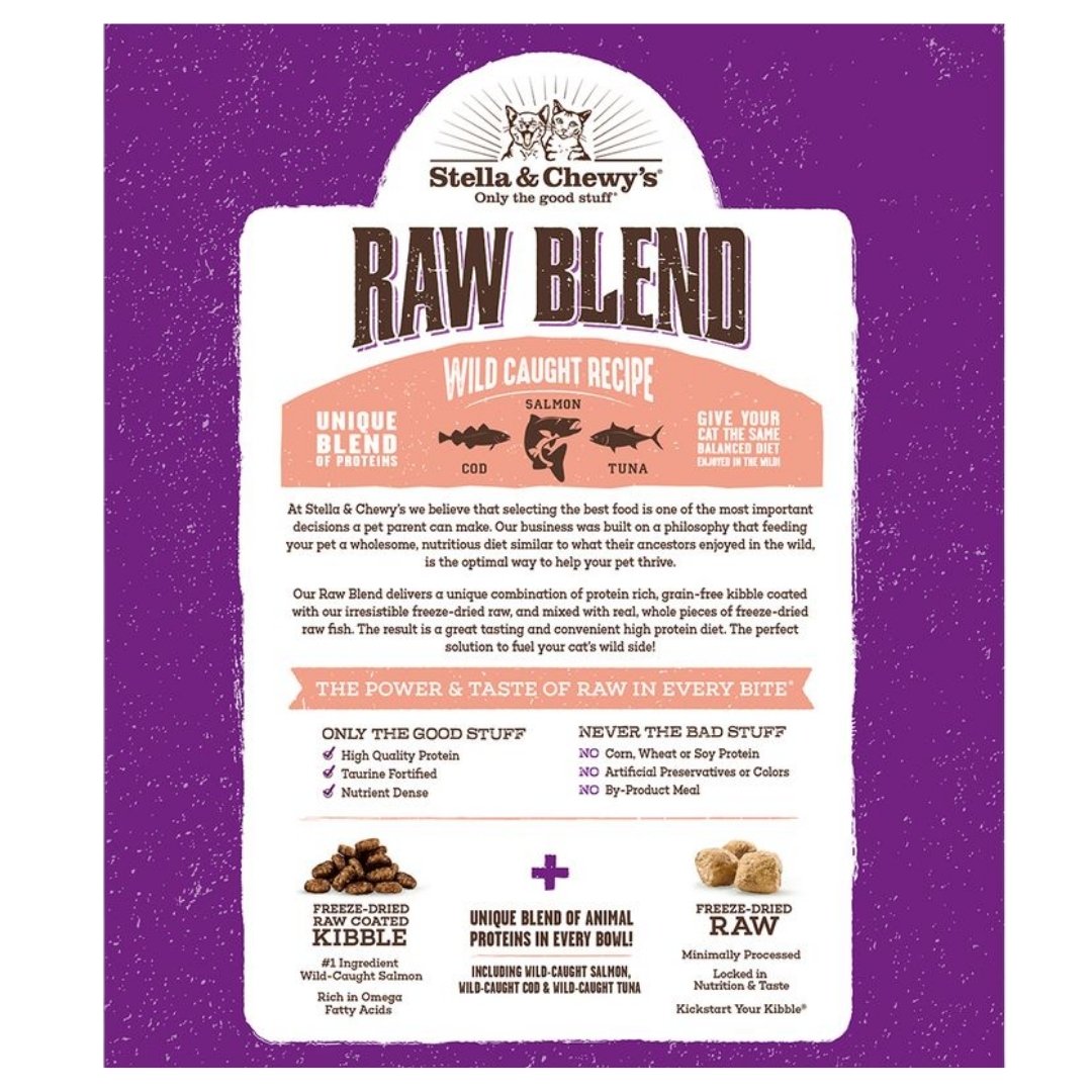 Stella & Chewy's Cat Raw Blend Kibbles 5lb (2.2kg) Wild Caught Recipe Cod, Salmon & Tuna Dry Cat Food image 2