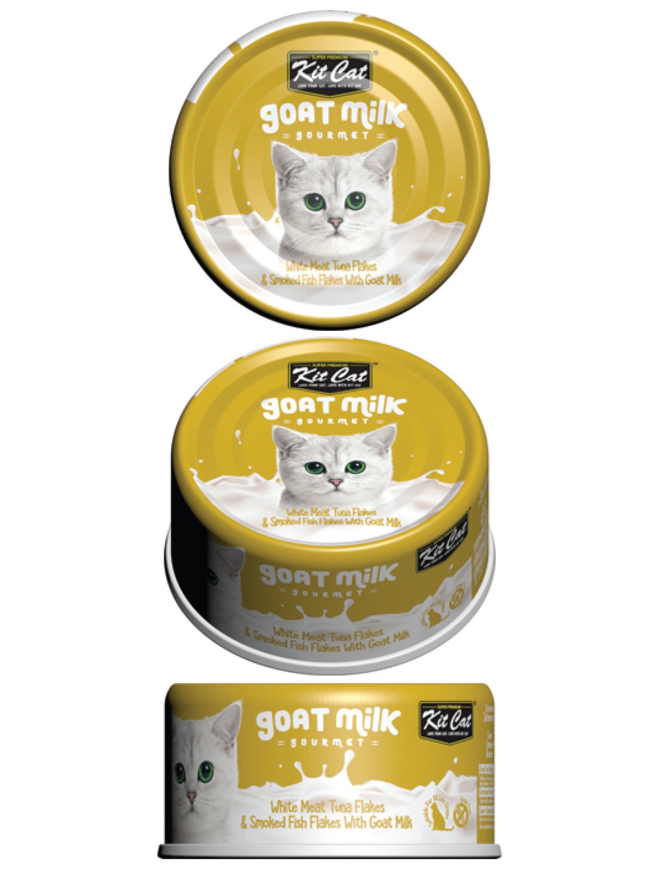 Kit Cat 70g Goat Milk Gourmet White Meat Tuna Flakes & Smoked Fish Flakes With Goat Milk Wet Cat Food image 2