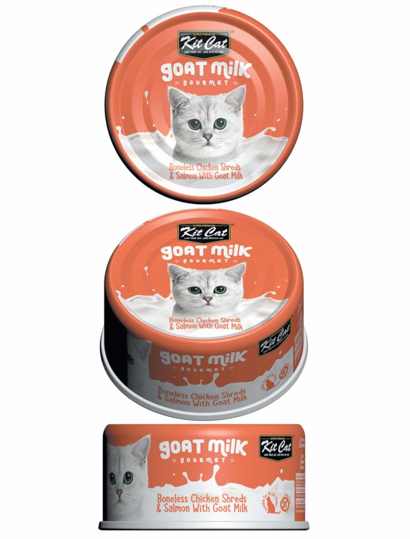 Kit Cat 70g Goat Milk Gourmet Boneless Chicken Shreds & Salmon With Goat Milk Wet Cat Food (EXP: 04 Dec 2027) image 3