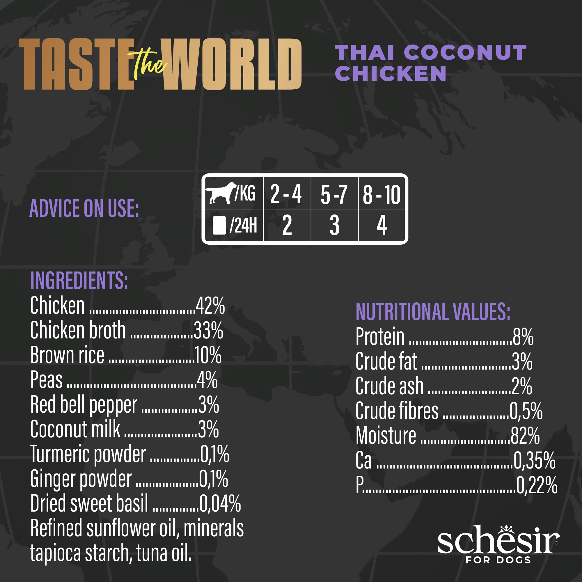 Schesir Dog Taste the World Canned 150g Chicken Thai Coconut in Broth Wet Dog Food image 2
