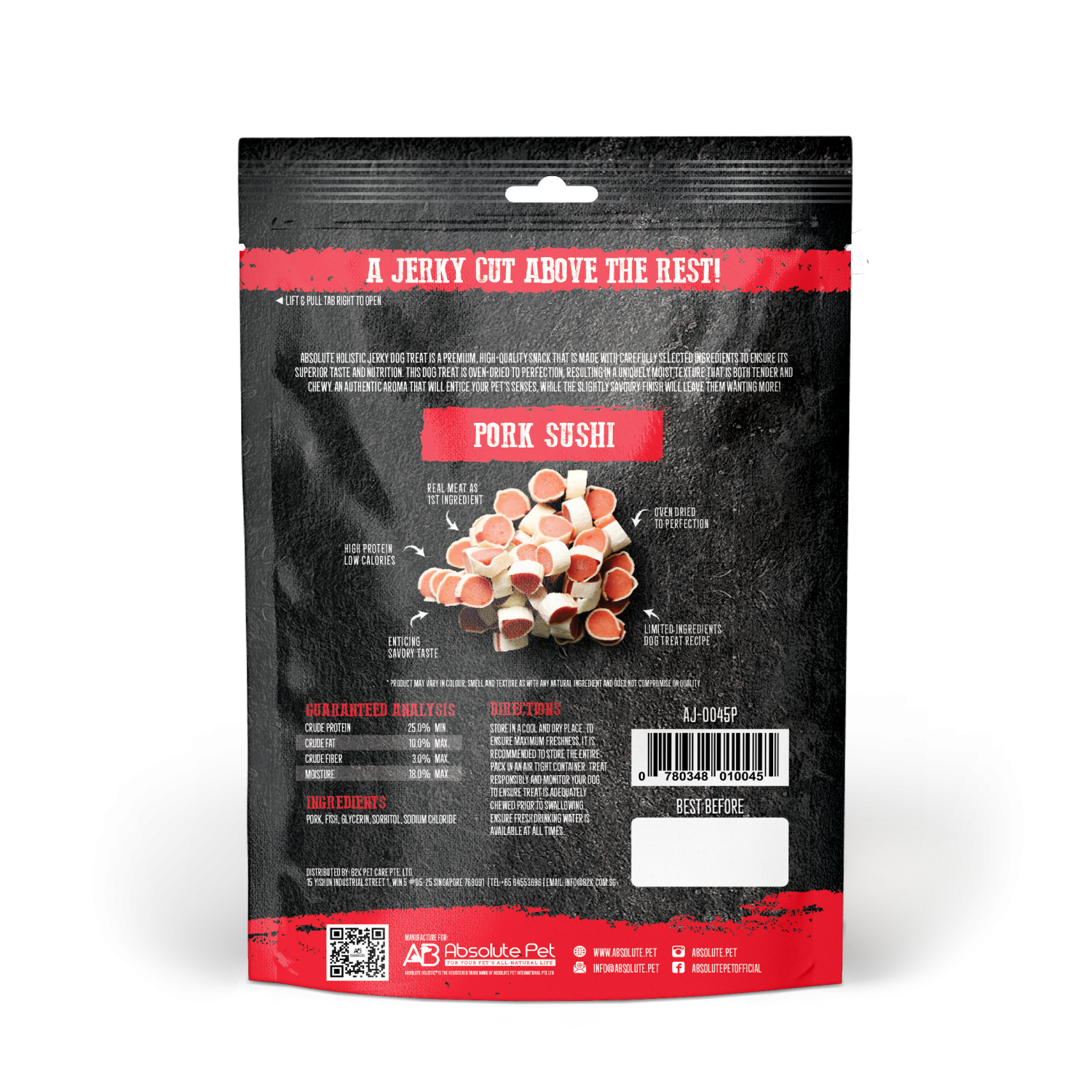 Absolute Holistic Dog 100g Jerky Pork Sushi Dog Treat image 3