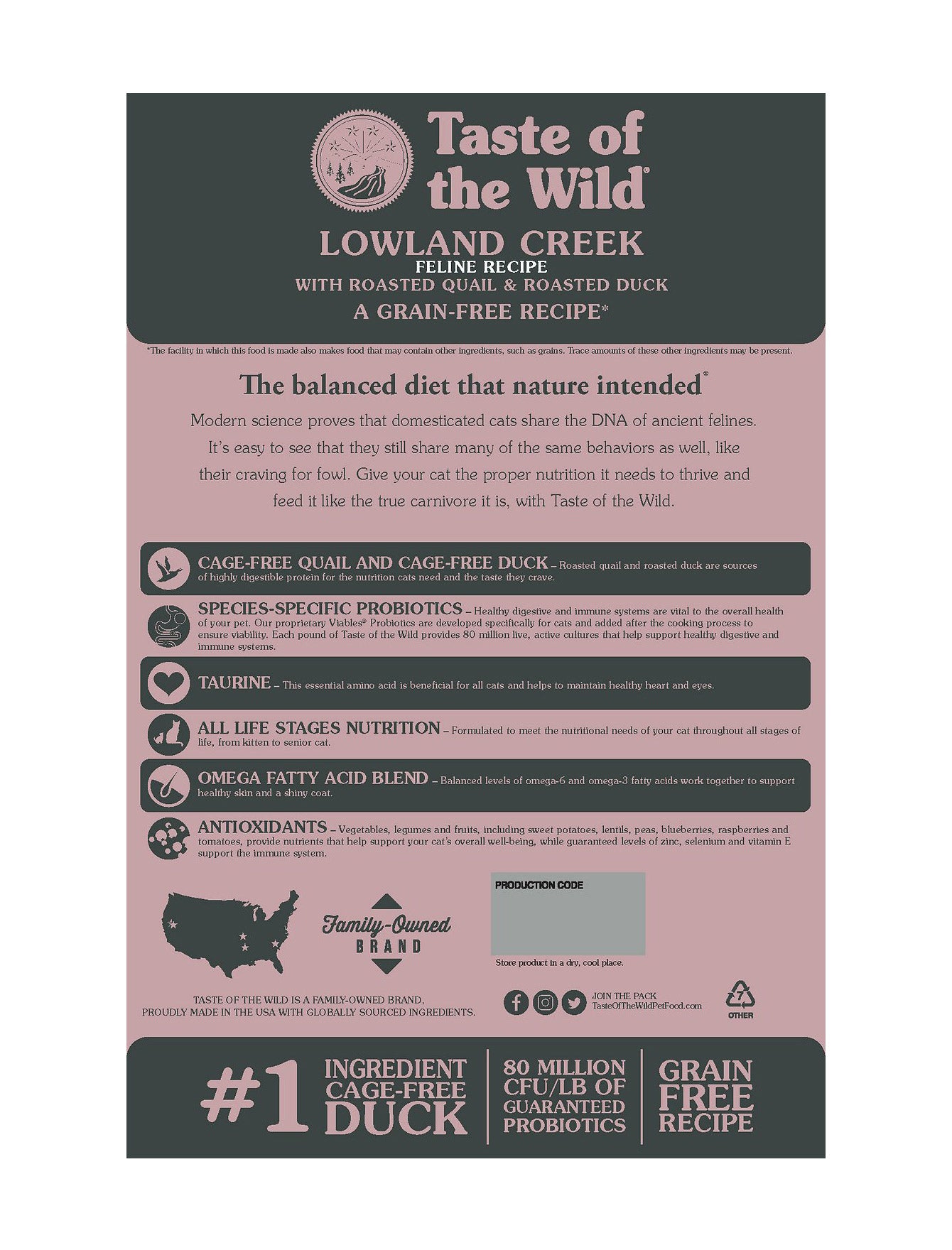 Taste of the Wild Cat 2kg Lowland Creek Roasted Quail & Roasted Duck Dry Cat Food (EXP: 25 Sep 2026) image 2