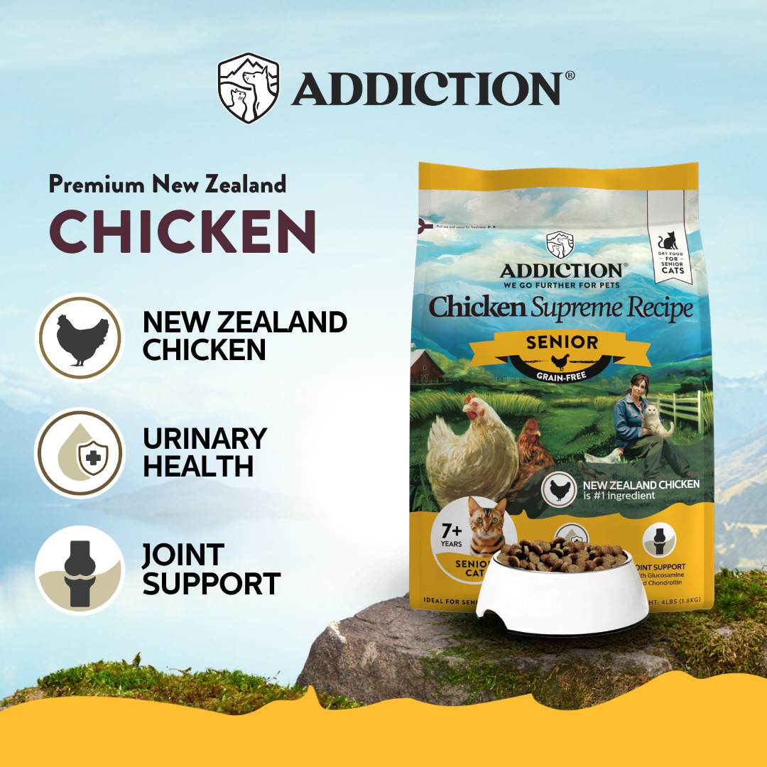 Addiction Cat 1.8kg Chicken Supreme Senior Cat Complete & Balanced, Urinary Health Dry Cat Food image 3