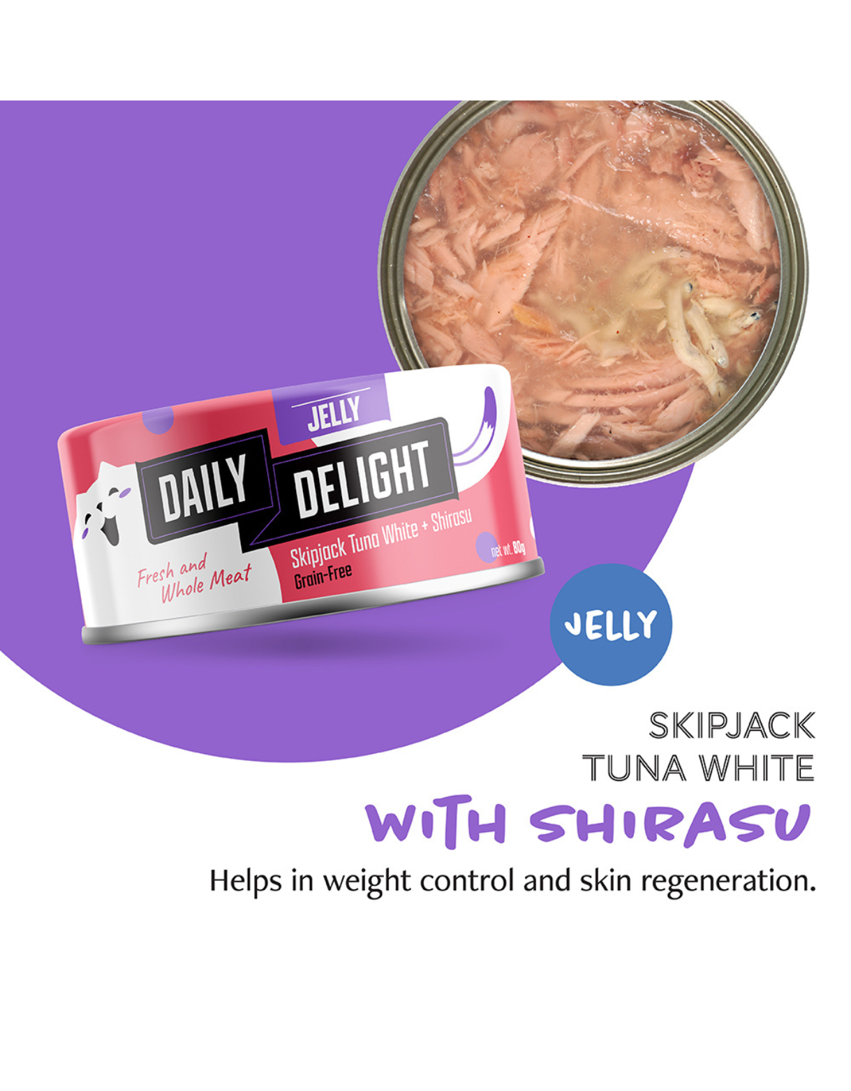 Daily Delight Cat Jelly 80g Skipjack Tuna White with Shirasu Wet Cat Food image 2