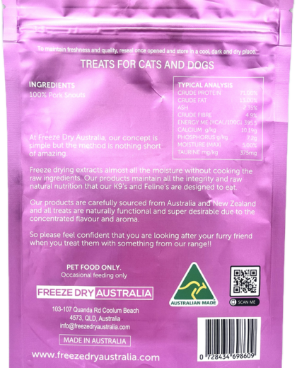 Freeze Dry Australia 100g Pig Snouts Freeze Dried Dog & Cat Treats image 3