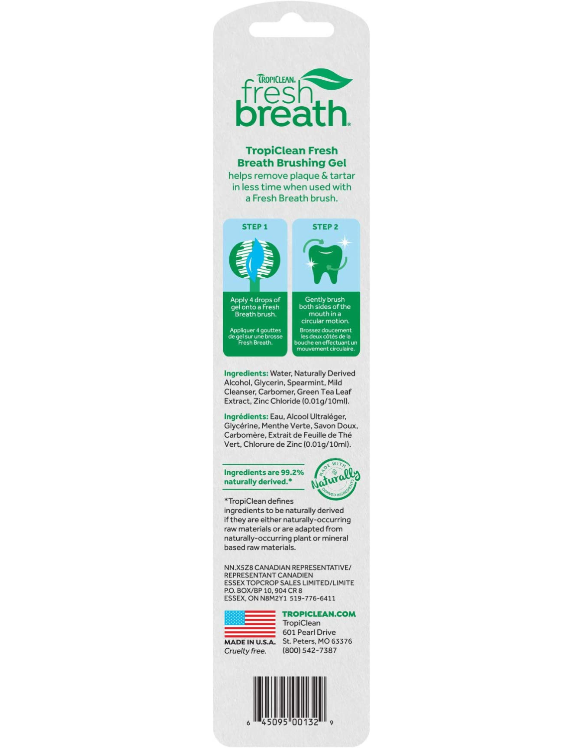 Tropiclean Fresh Breath Dog Oral Care Brushing Gel 59ml image 2