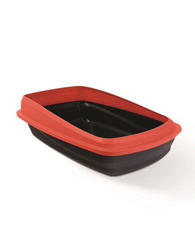 Catit Rimmed Cat Pan with Charcoal Base and Red Rim Large image 2